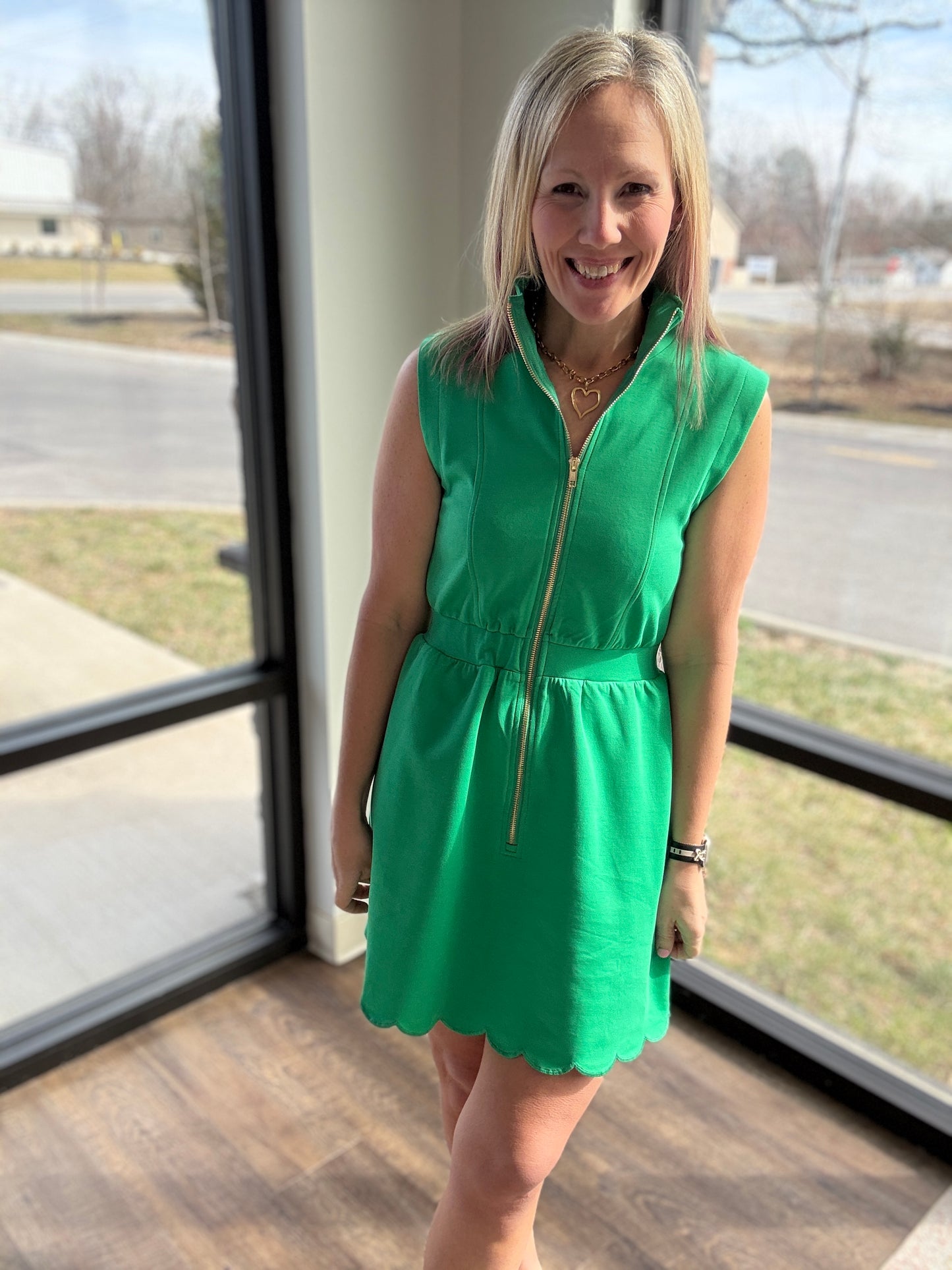 Emerald Scallop Dress