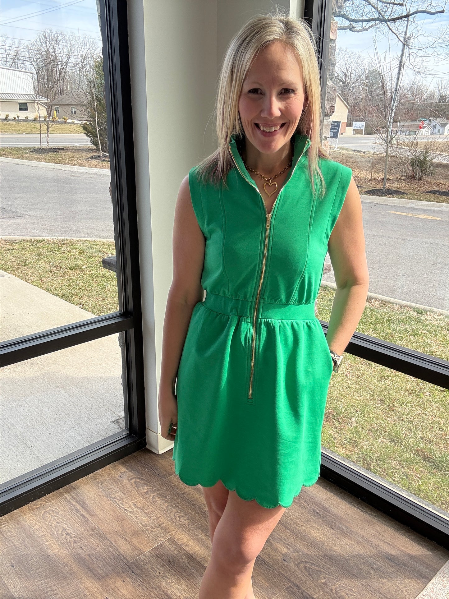 Emerald Scallop Dress