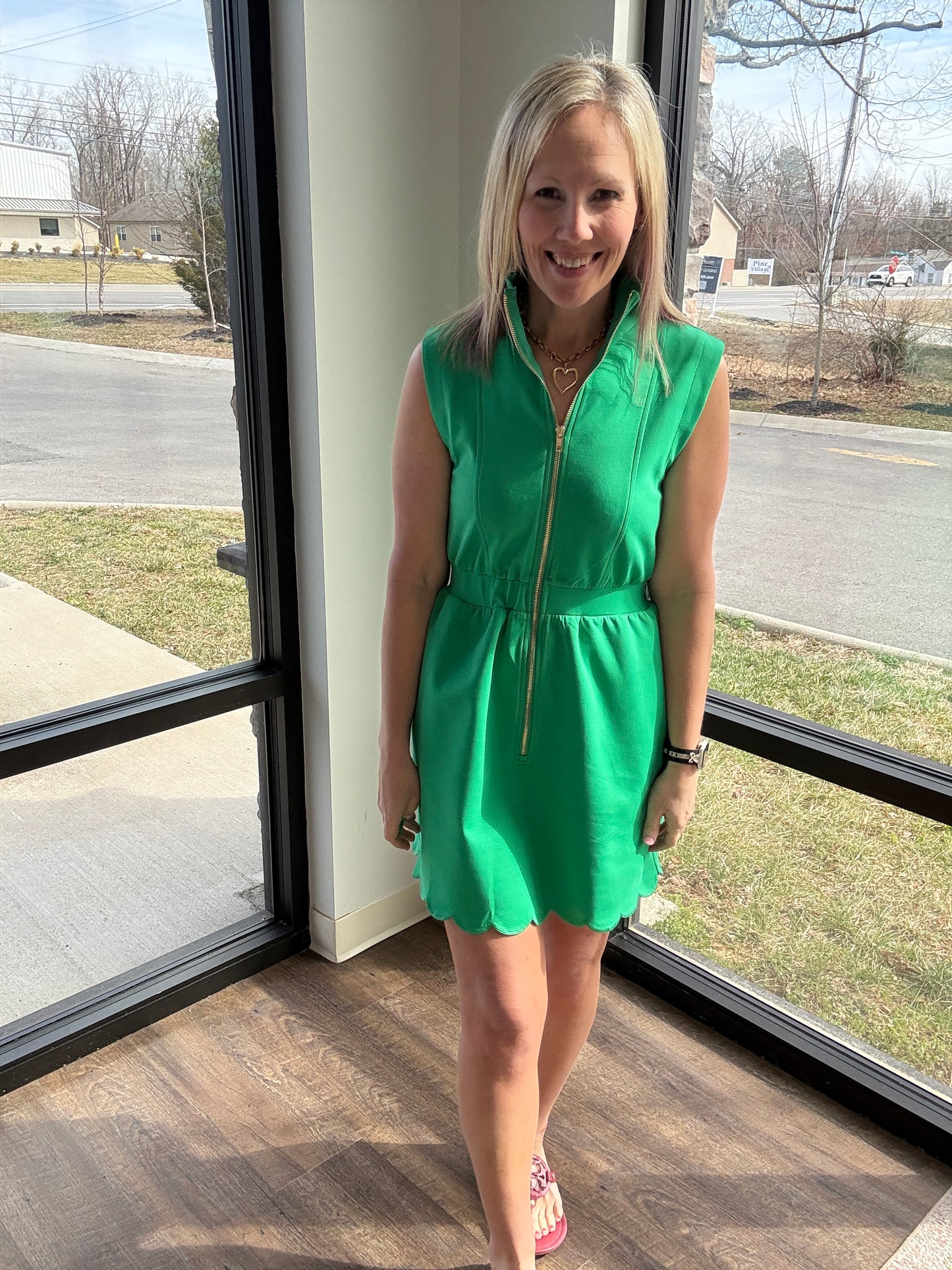 Emerald Scallop Dress