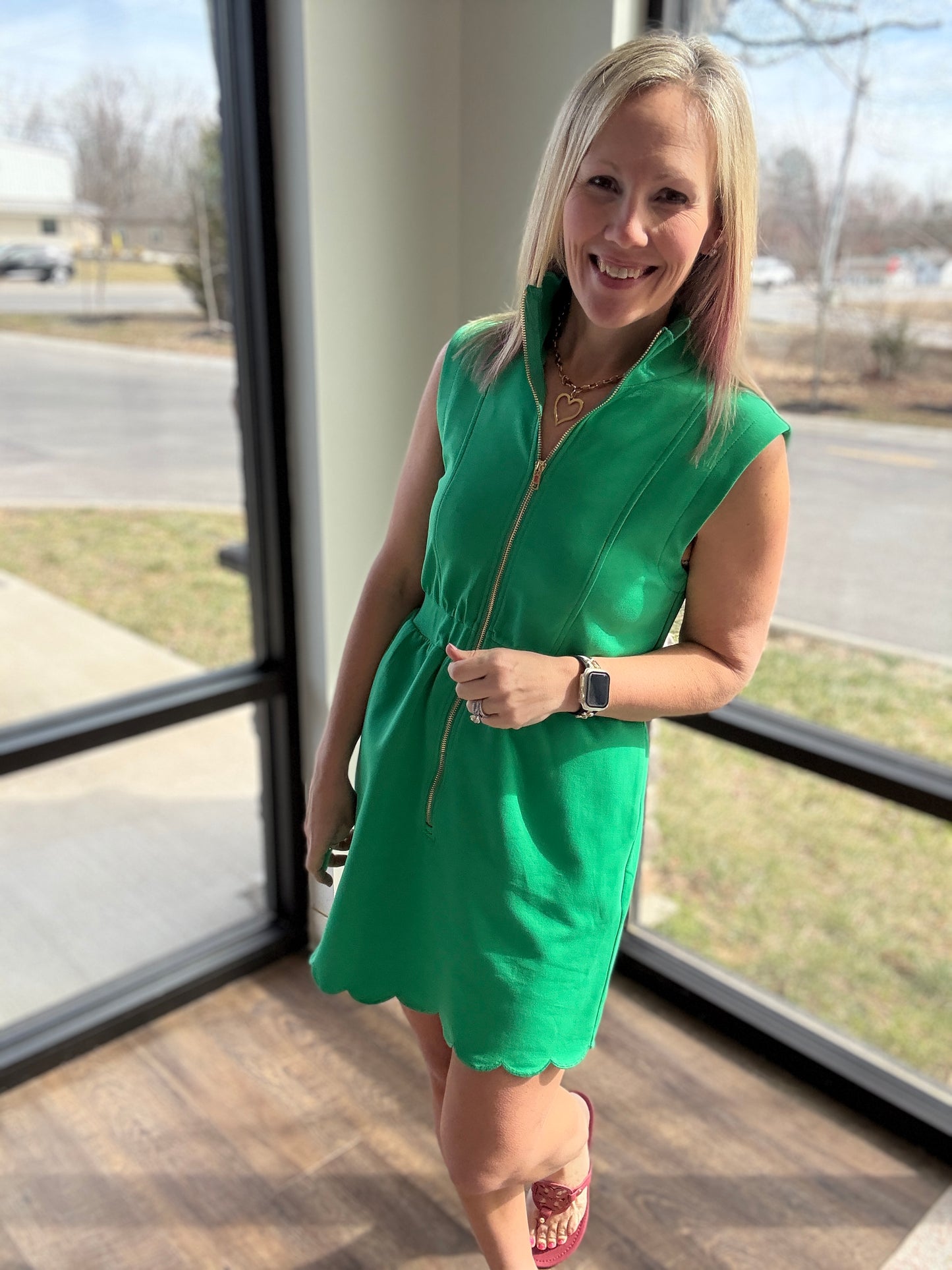 Emerald Scallop Dress