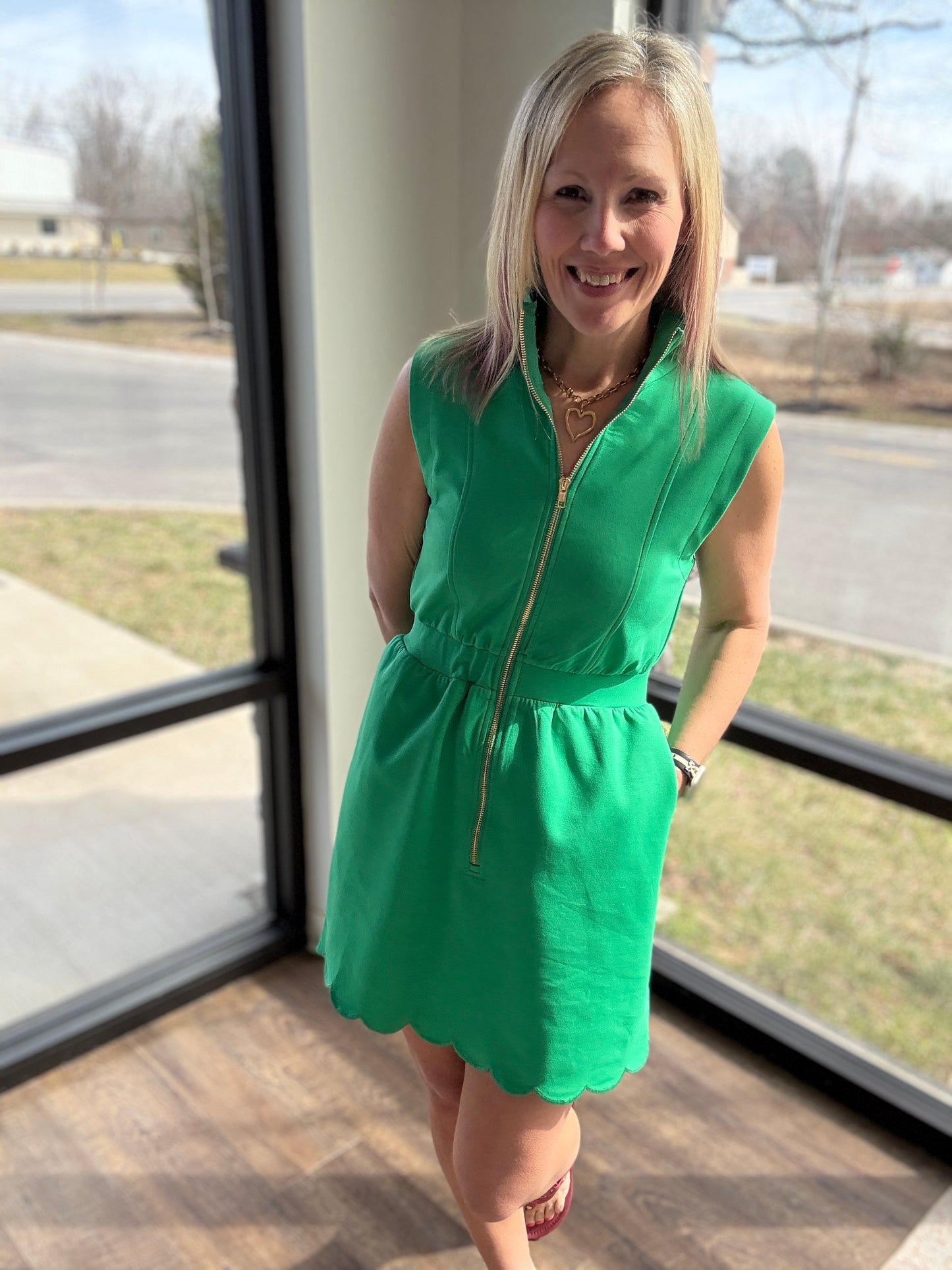 Emerald Scallop Dress