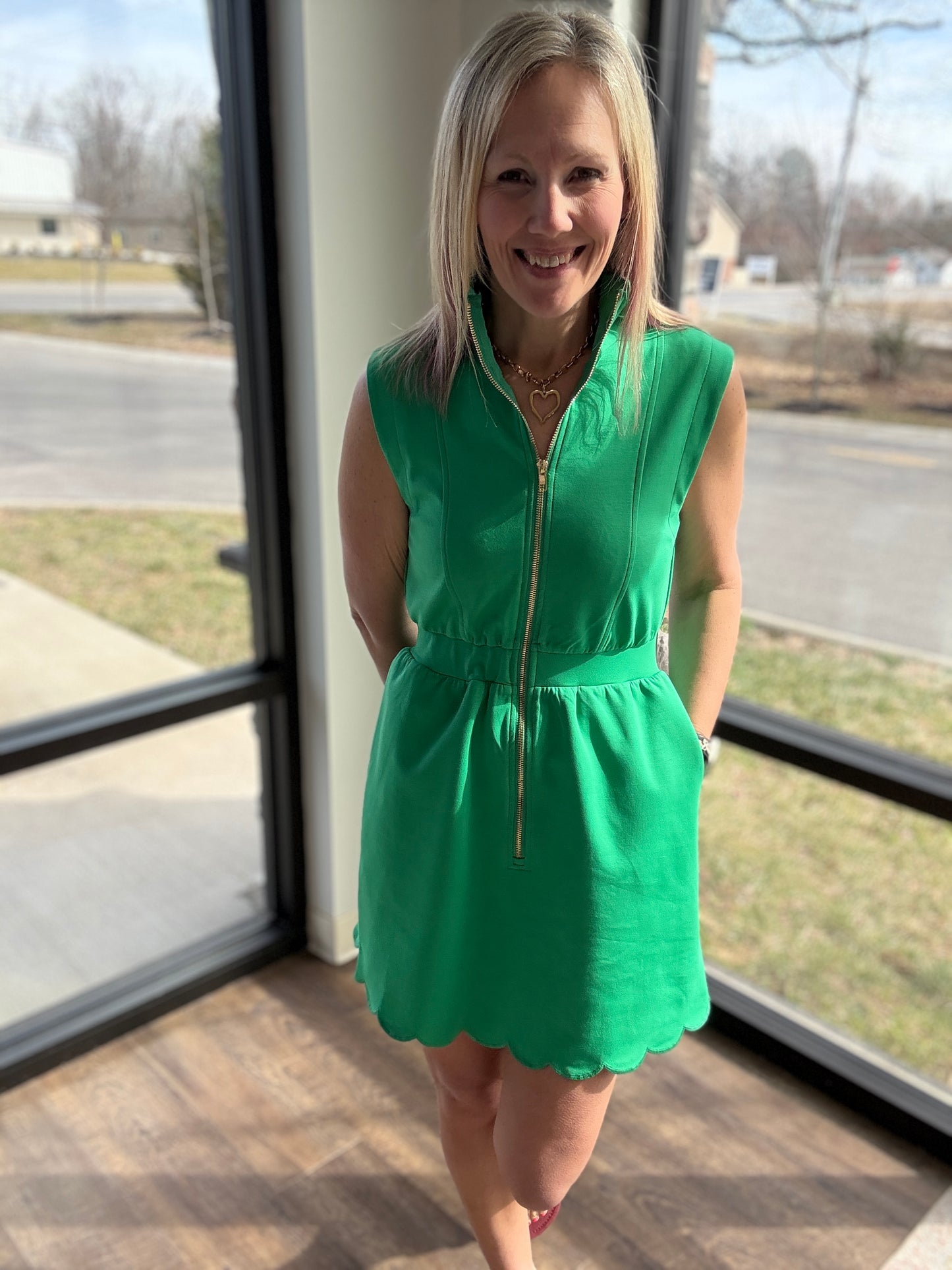 Emerald Scallop Dress