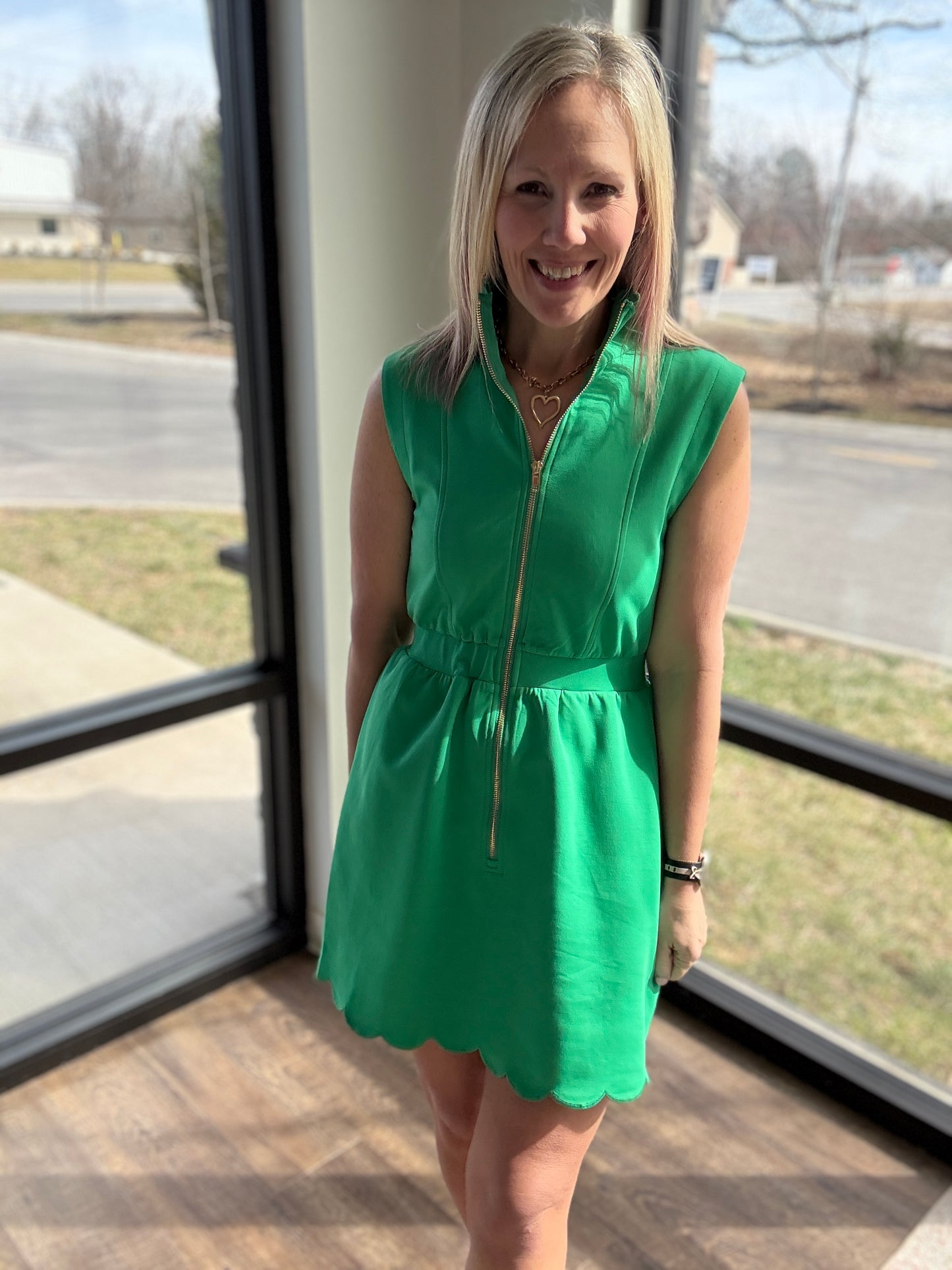 Emerald Scallop Dress