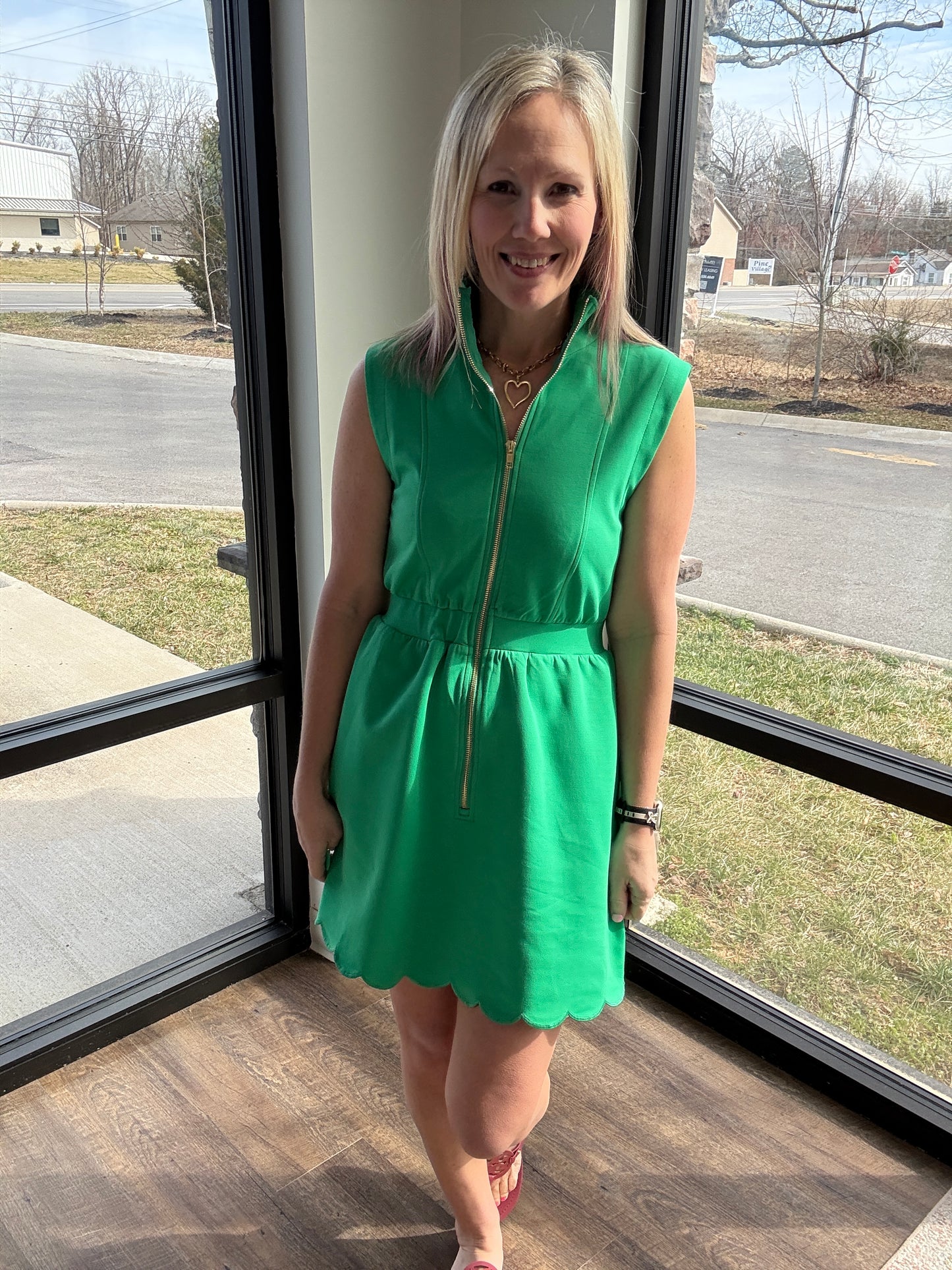 Emerald Scallop Dress