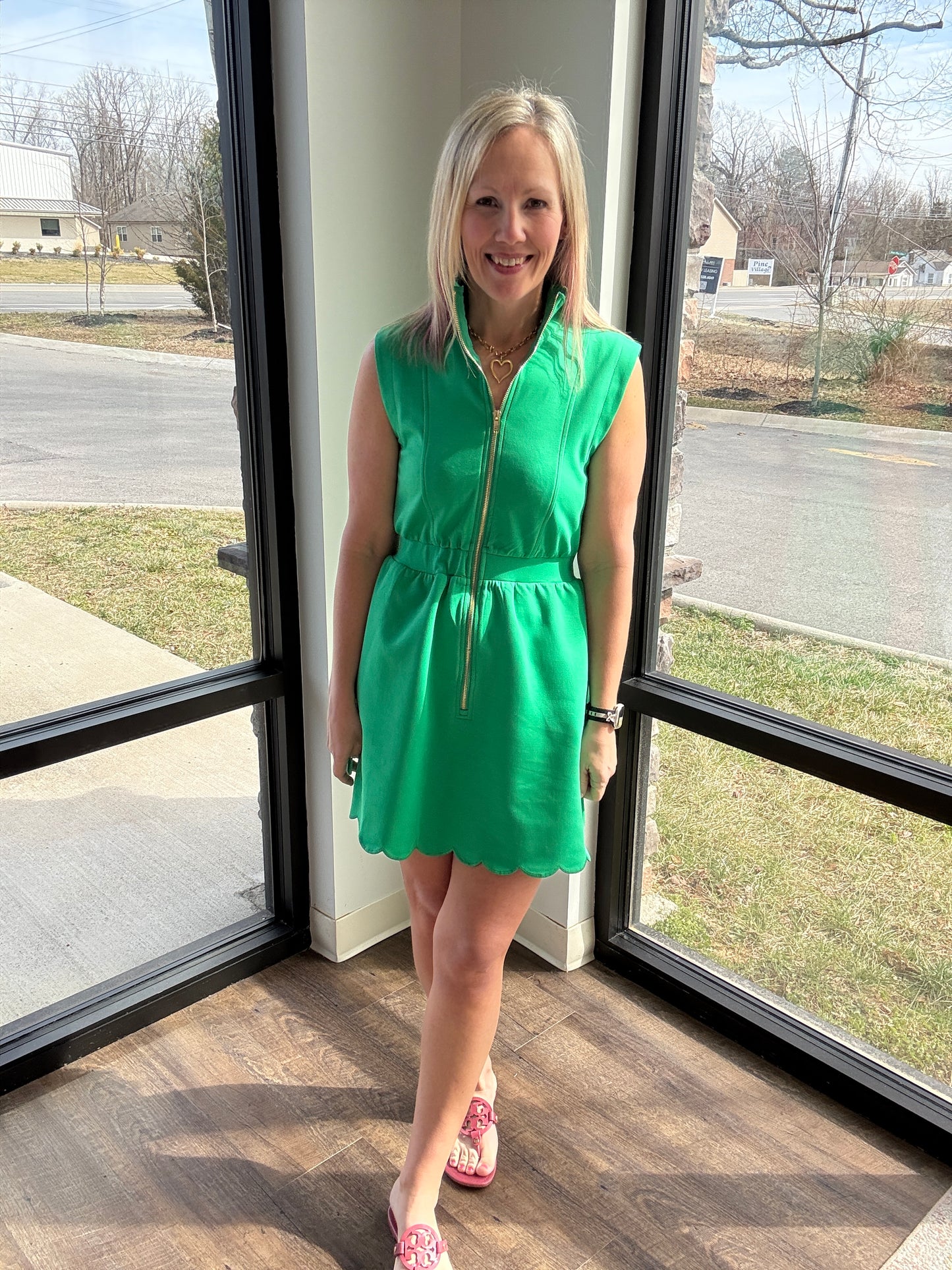 Emerald Scallop Dress