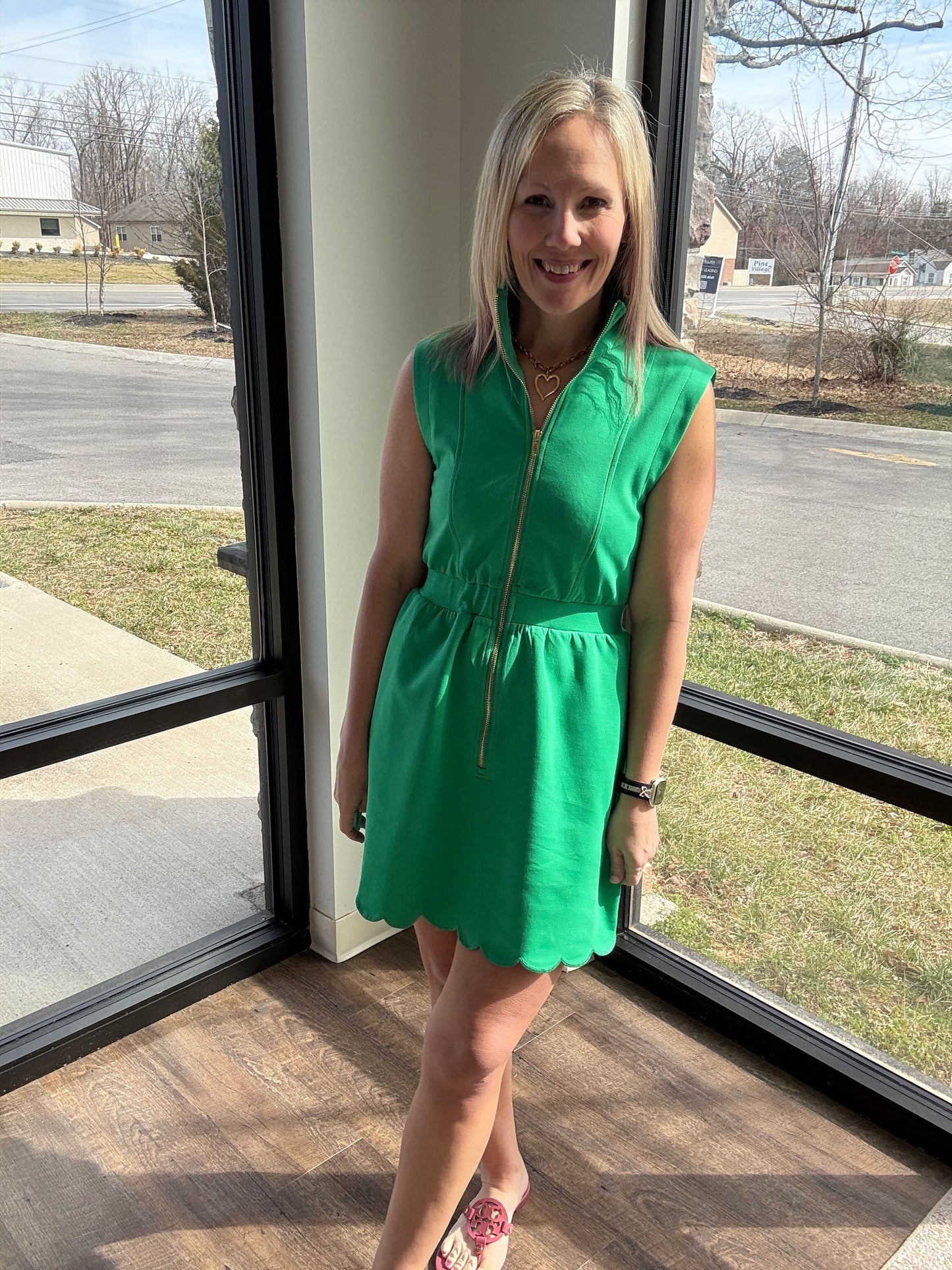 Emerald Scallop Dress