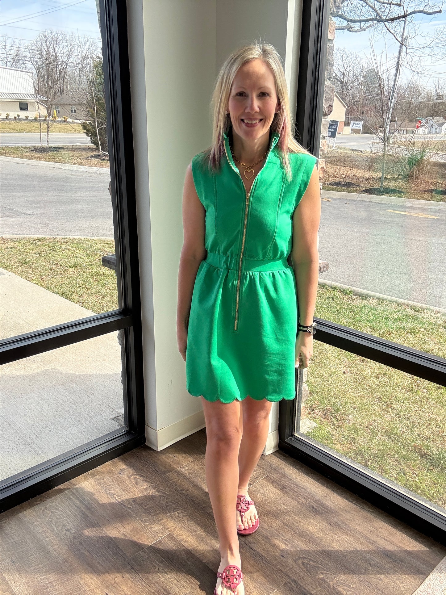 Emerald Scallop Dress