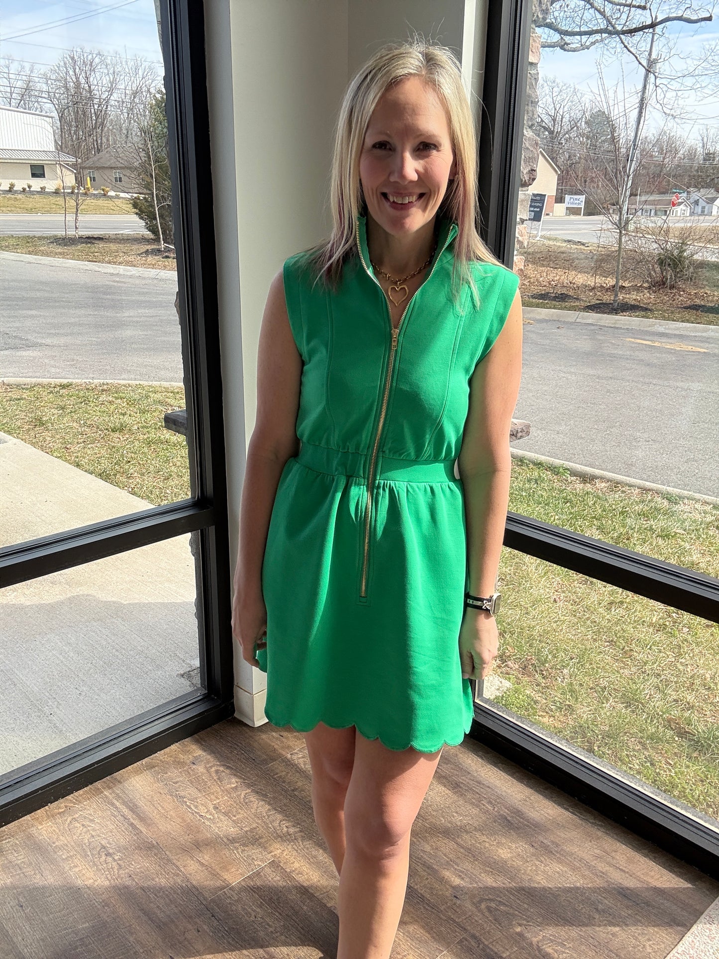 Emerald Scallop Dress
