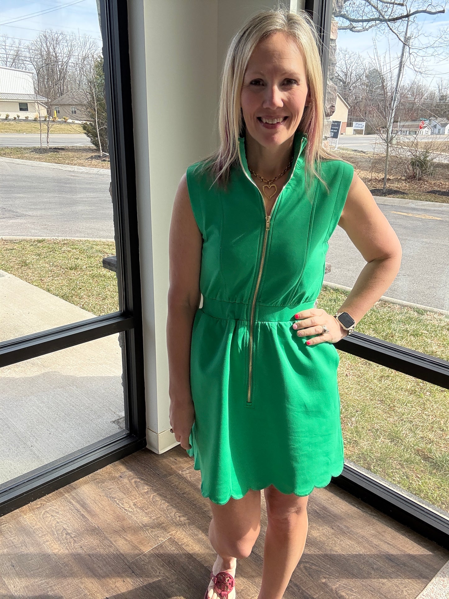 Emerald Scallop Dress