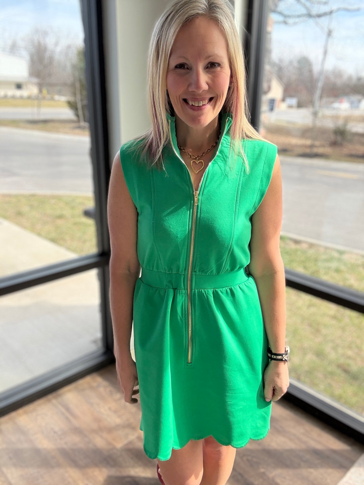 Emerald Scallop Dress
