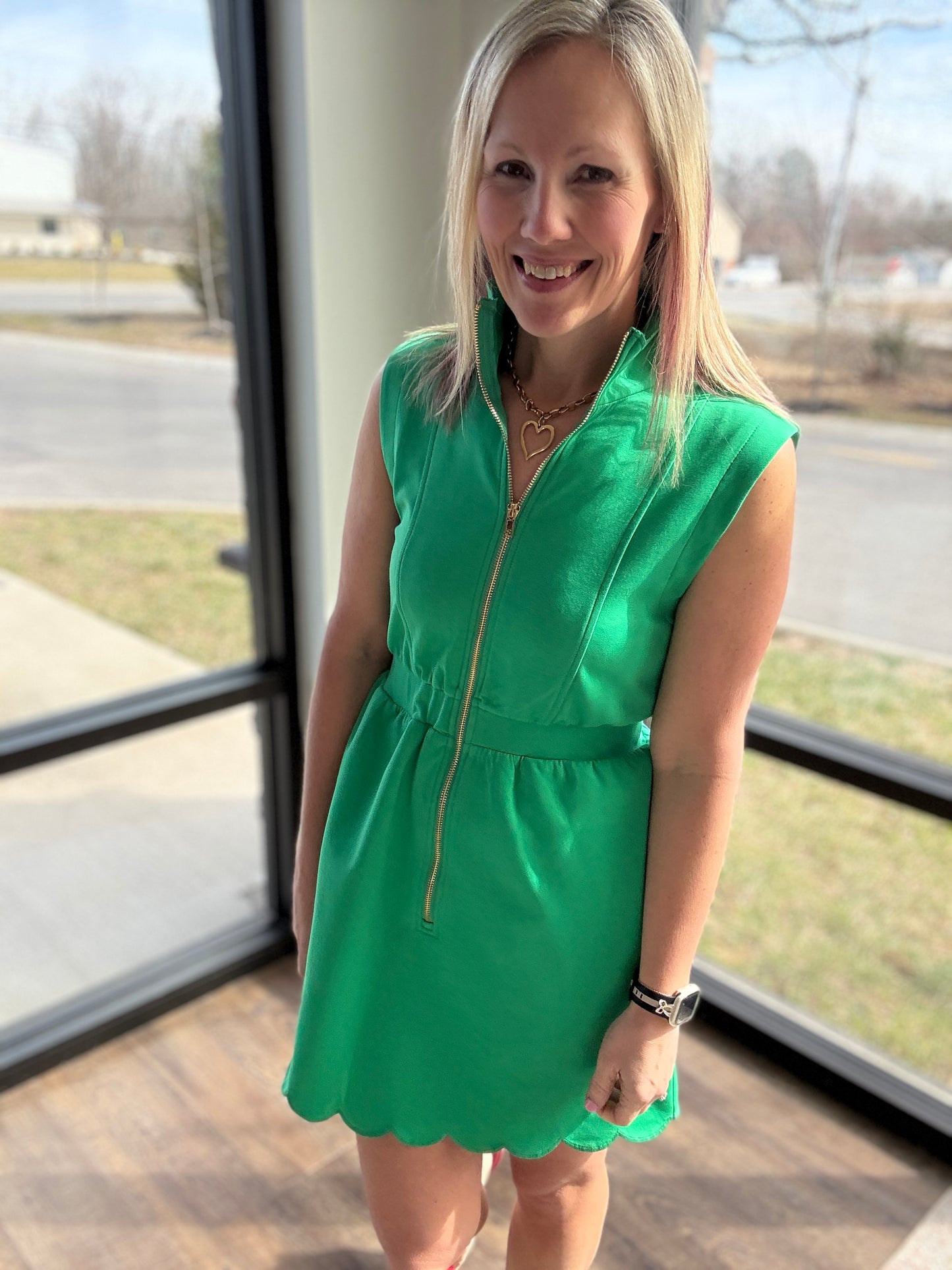 Emerald Scallop Dress