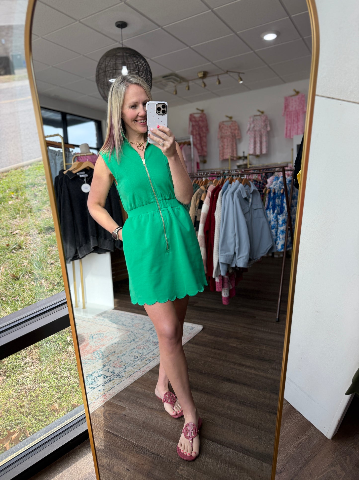 Emerald Scallop Dress