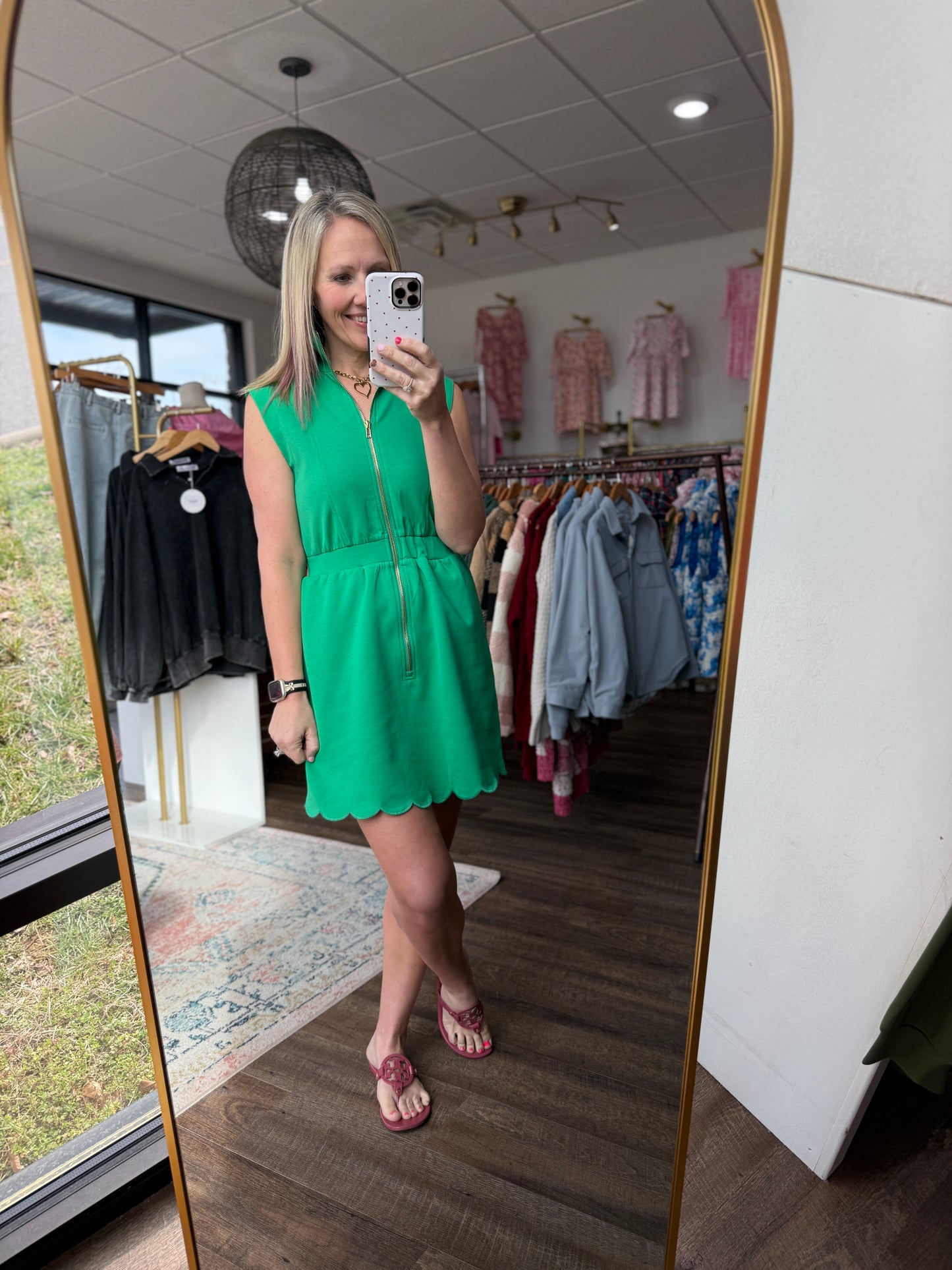 Emerald Scallop Dress