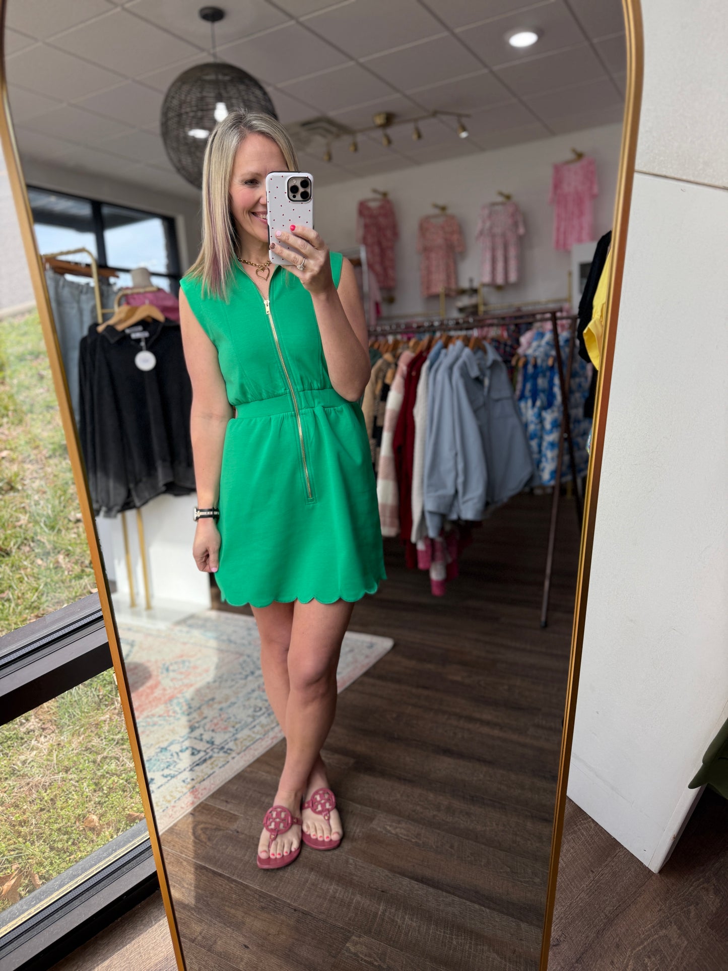 Emerald Scallop Dress