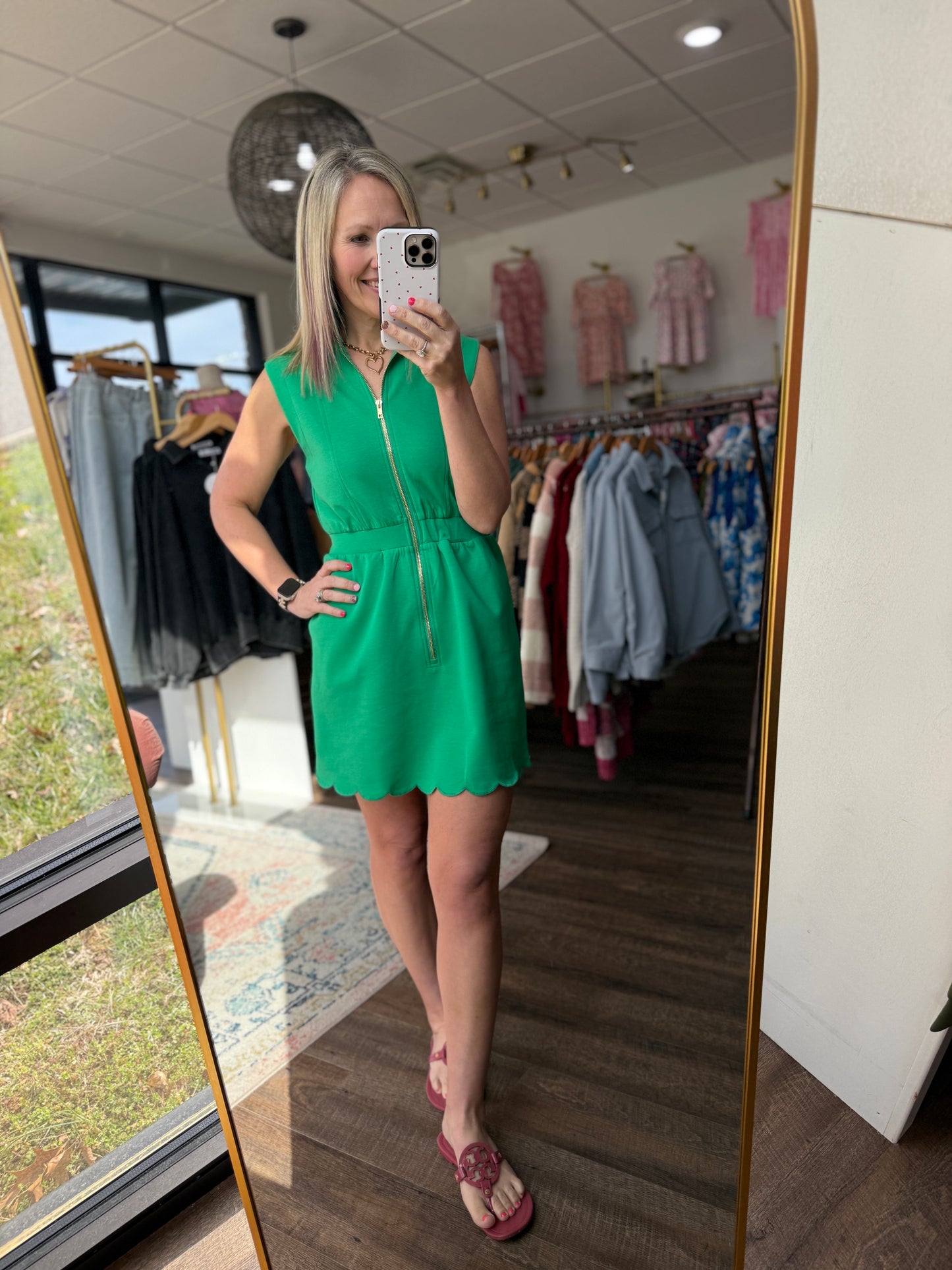 Emerald Scallop Dress