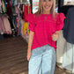 Kimber Eyelet Top-Pink