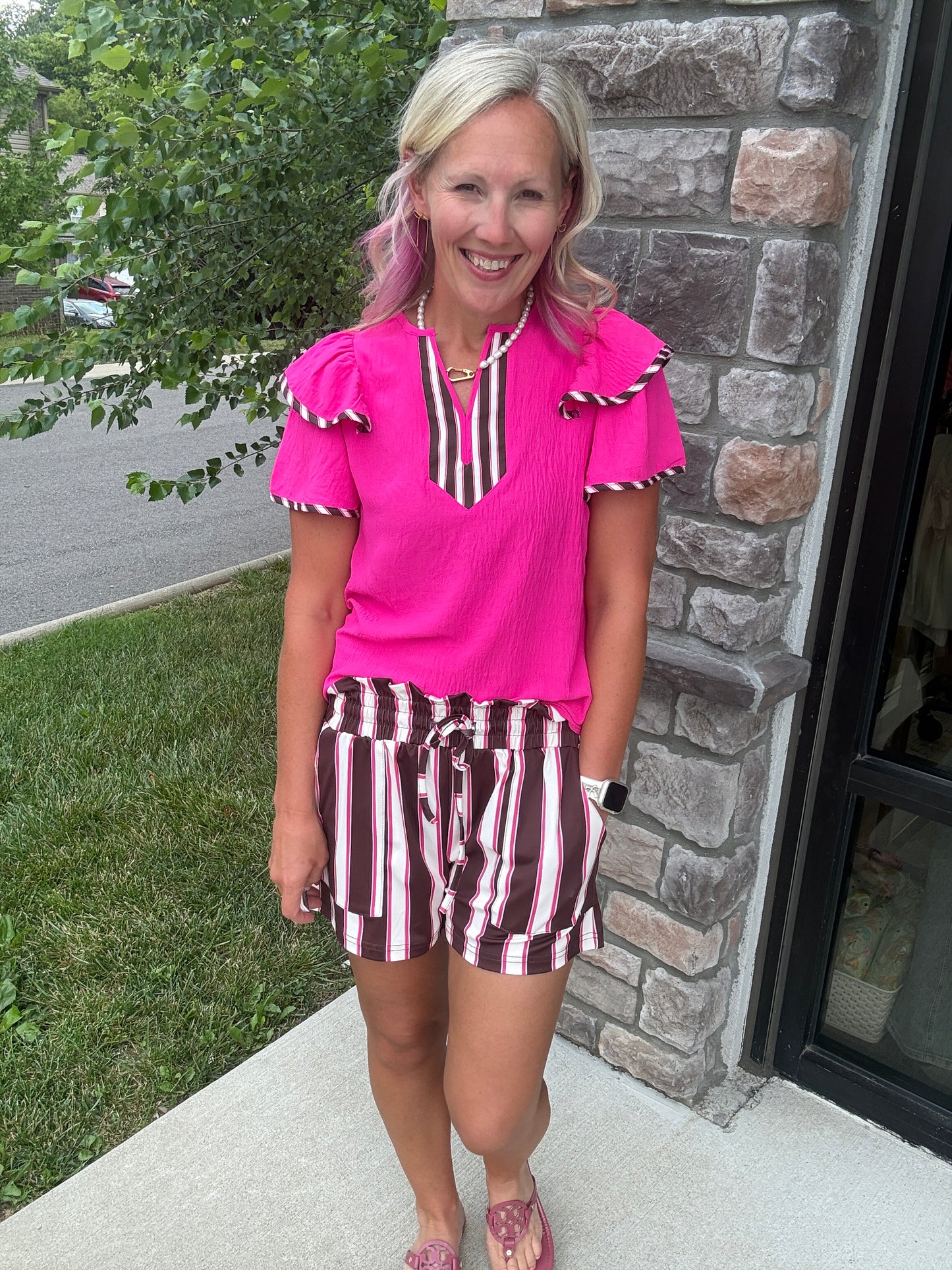 Sweet Stripe Flutter Top