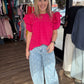 Kimber Eyelet Top-Pink