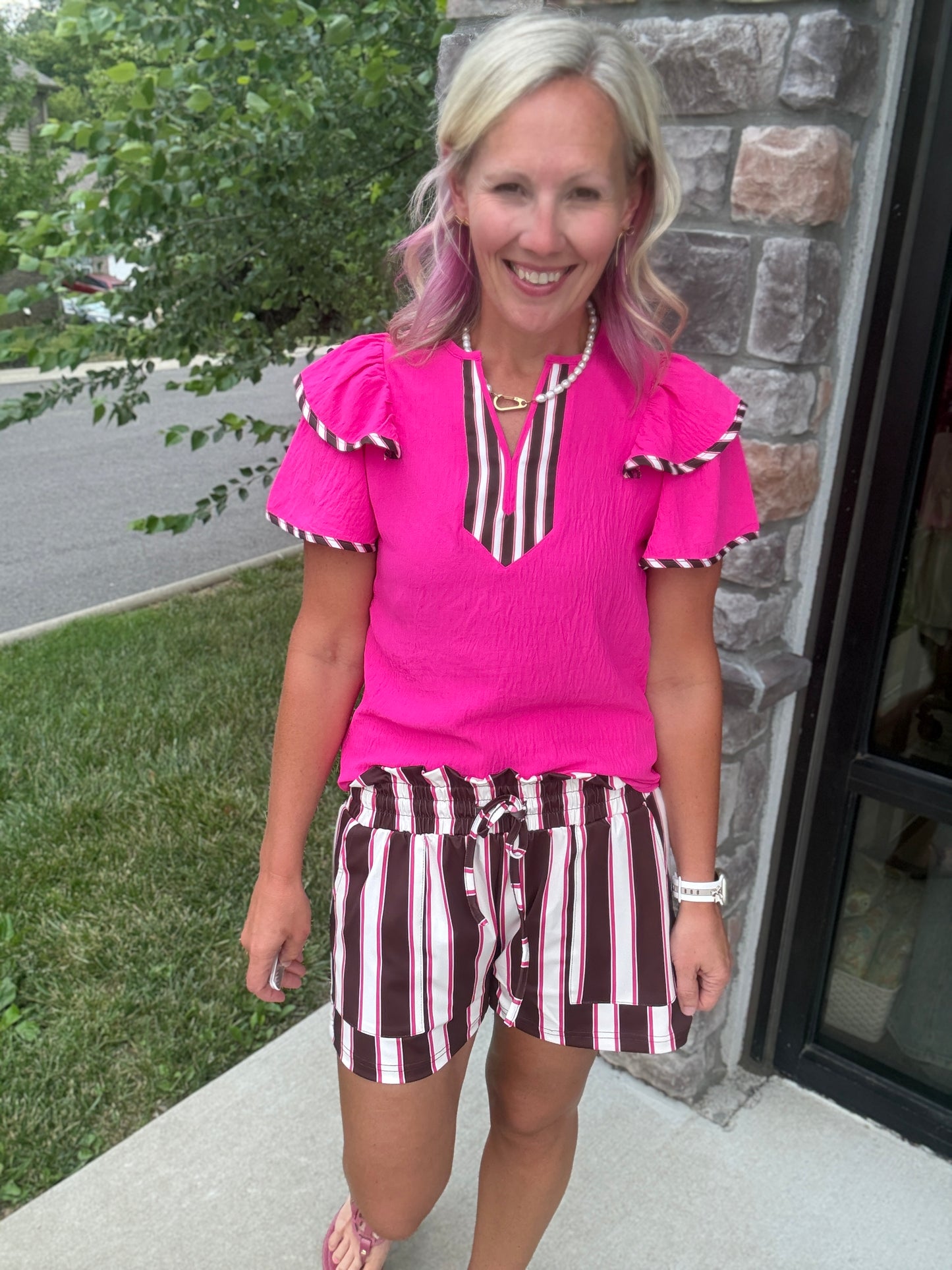Sweet Stripe Flutter Top