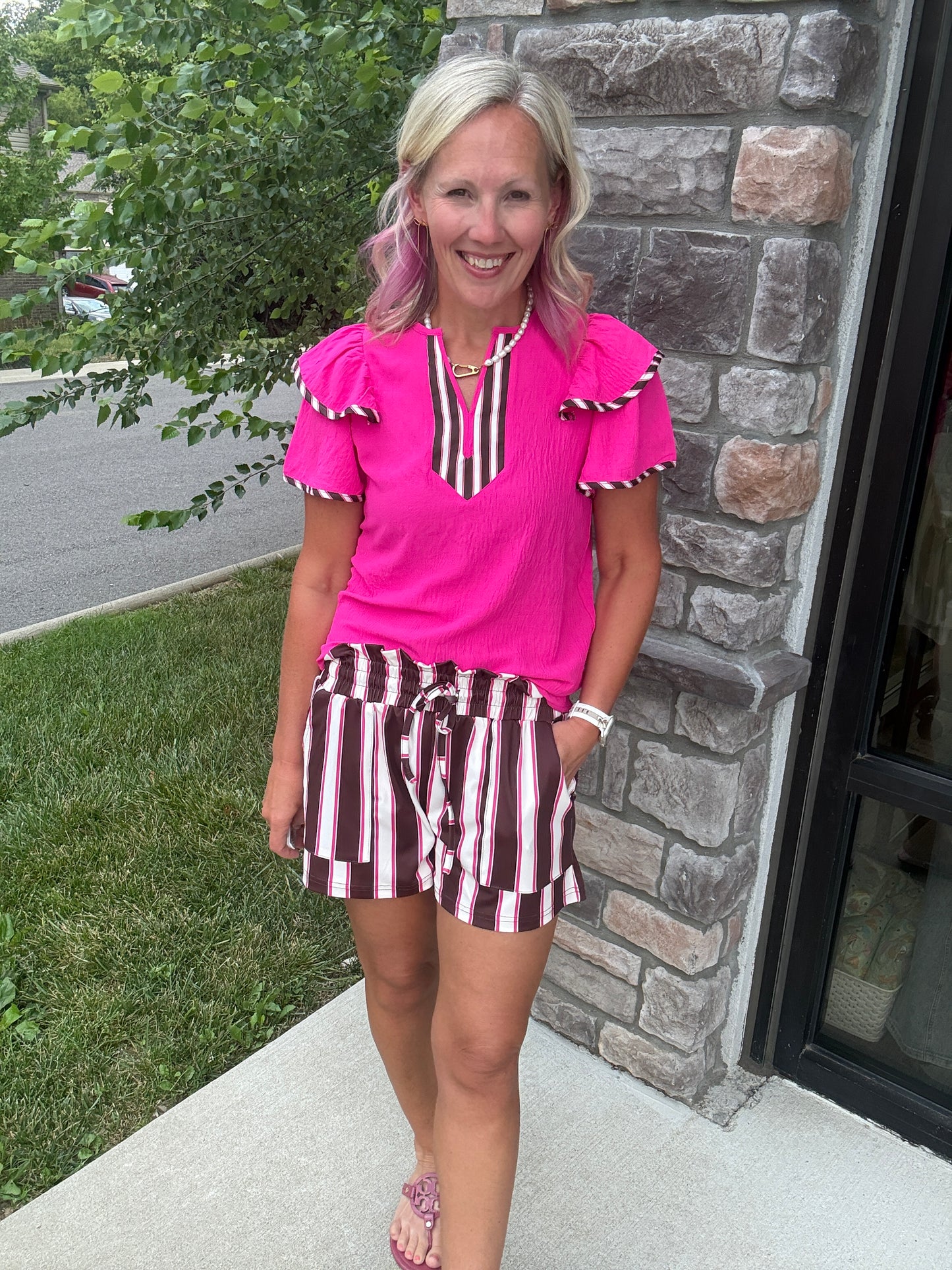 Sweet Stripe Flutter Top