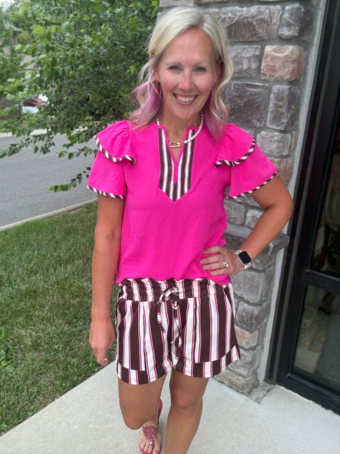 Sweet Stripe Flutter Top