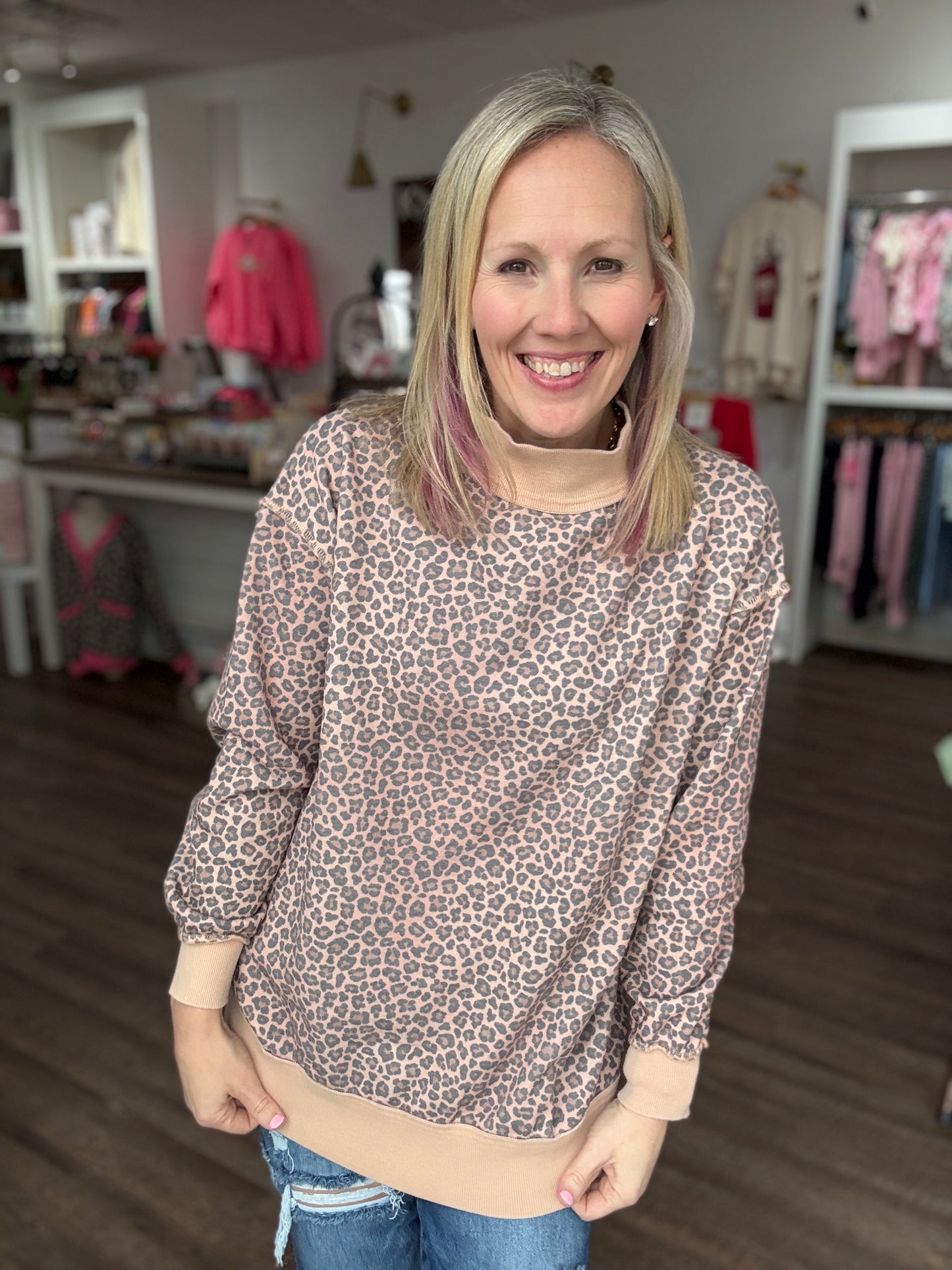 Spotted & Cozy Mock Neck