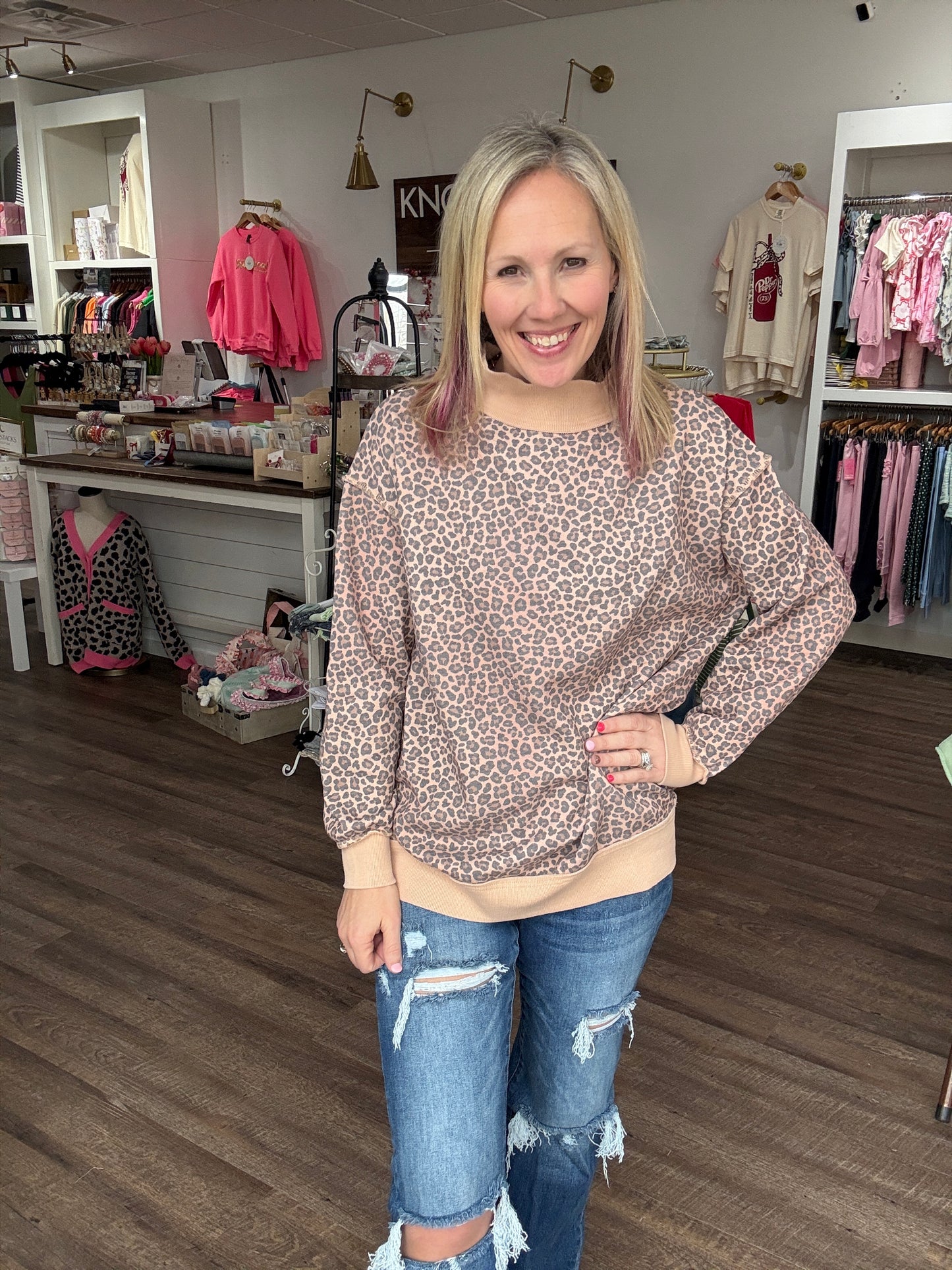 Spotted & Cozy Mock Neck