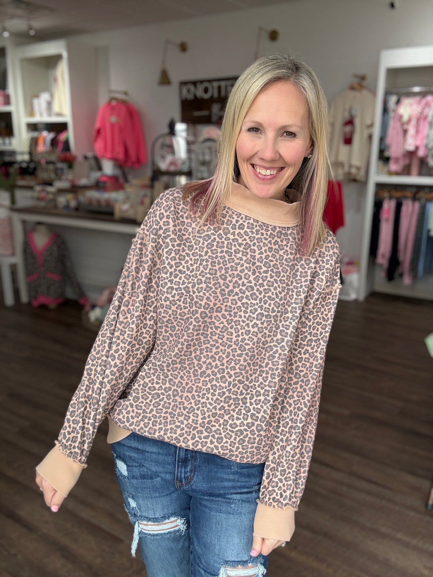 Spotted & Cozy Mock Neck