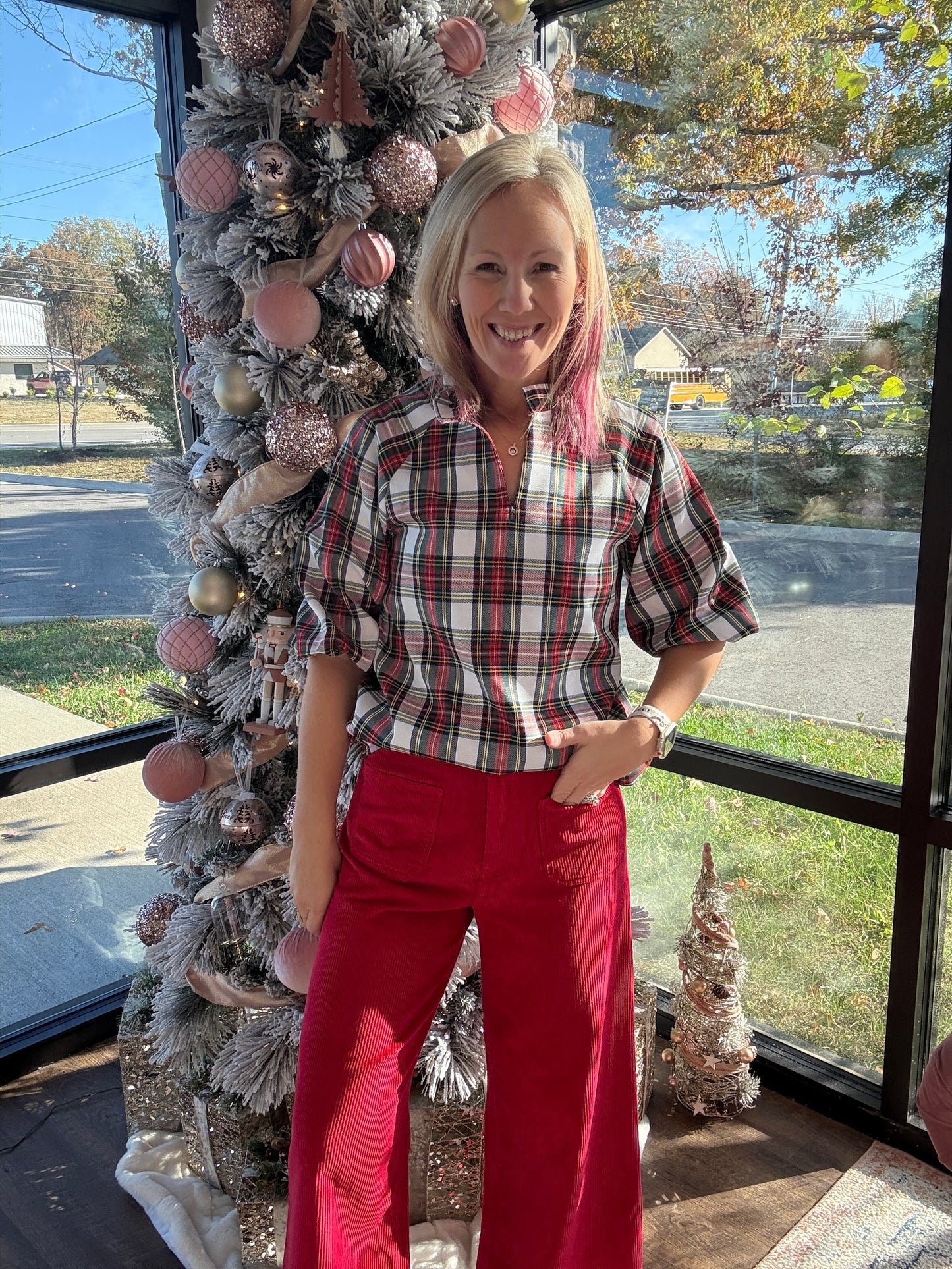 Holly Plaid Ruffle Top