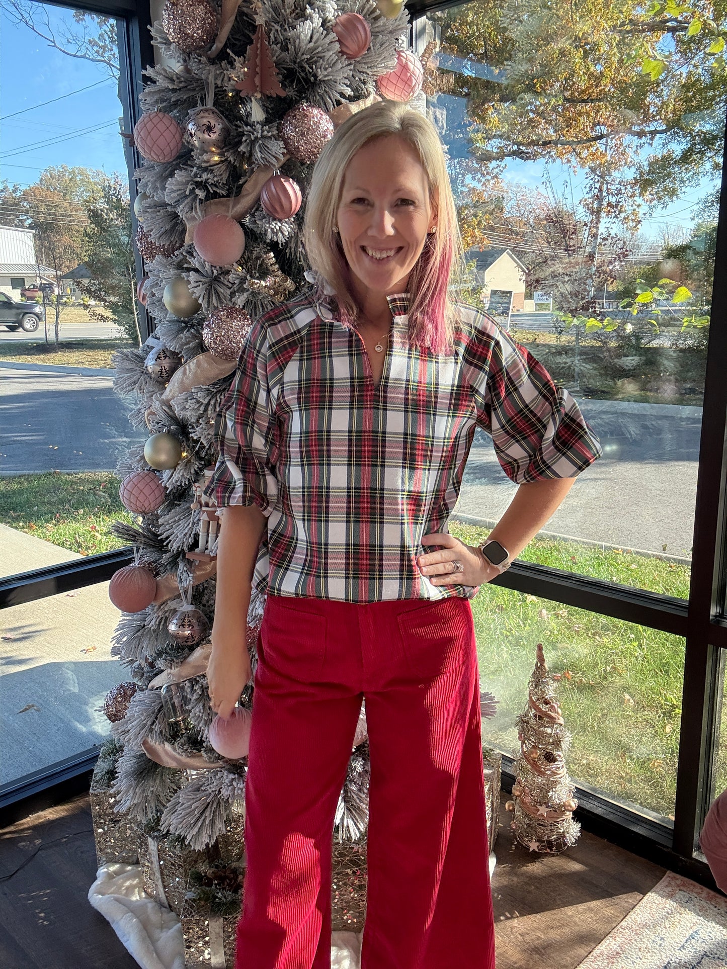 Holly Plaid Ruffle Top