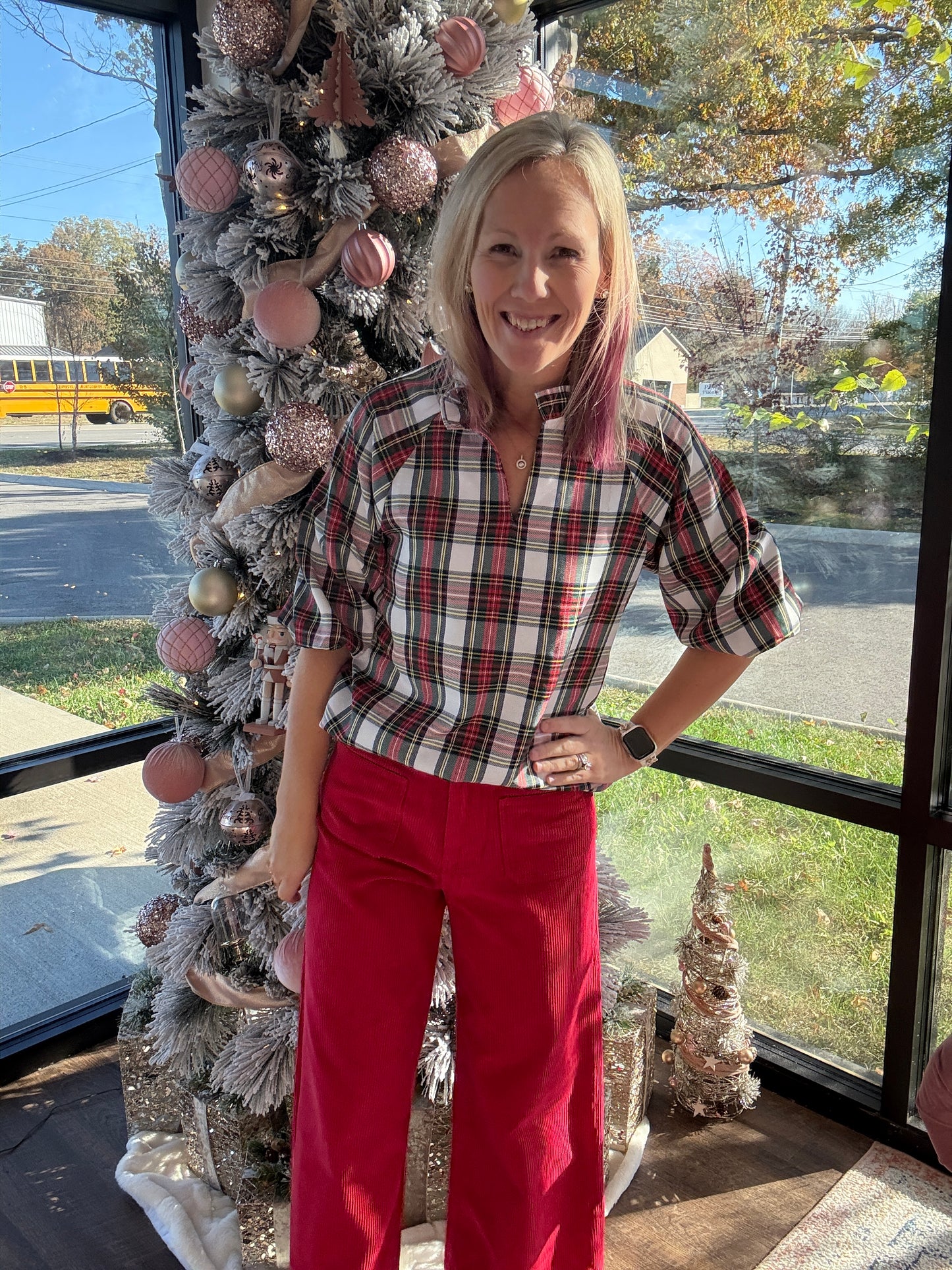 Holly Plaid Ruffle Top