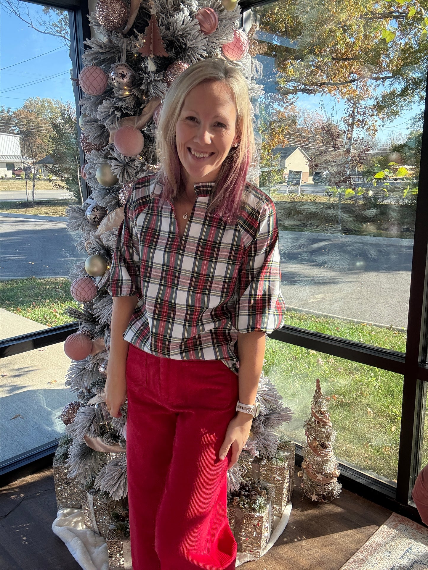 Holly Plaid Ruffle Top