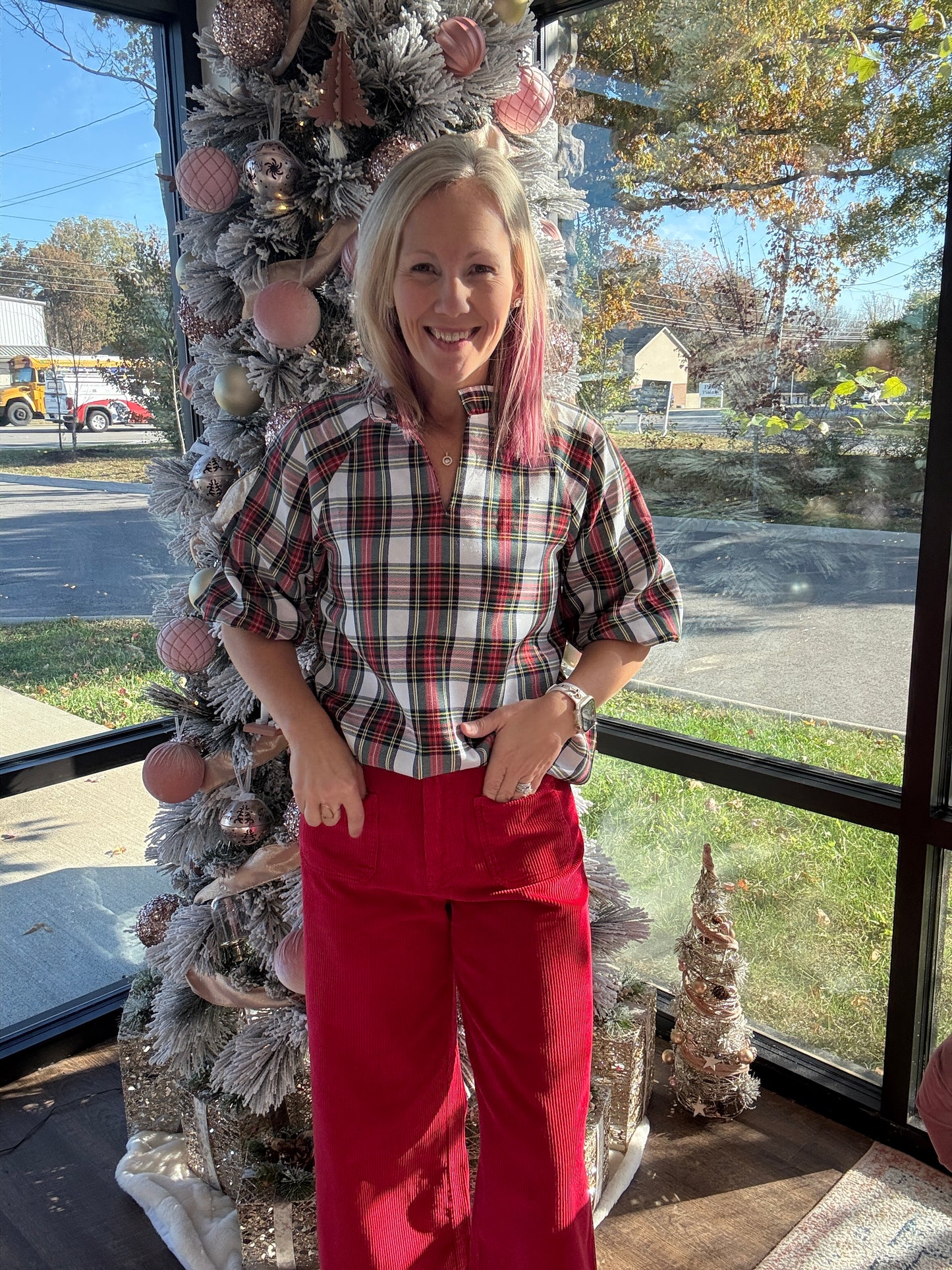 Holly Plaid Ruffle Top