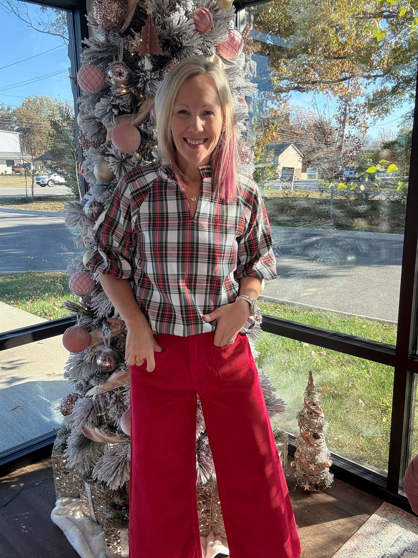 Holly Plaid Ruffle Top