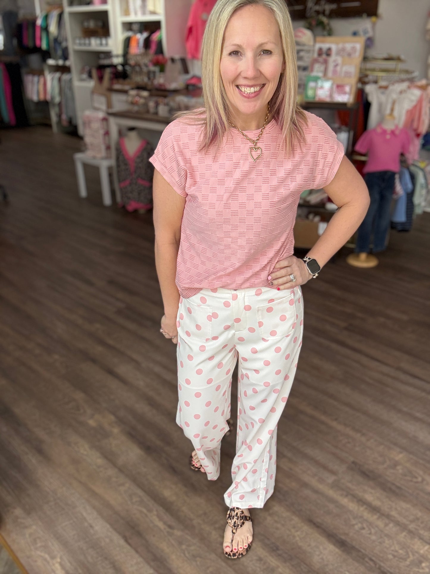 Polka Chic Trousers-Pink