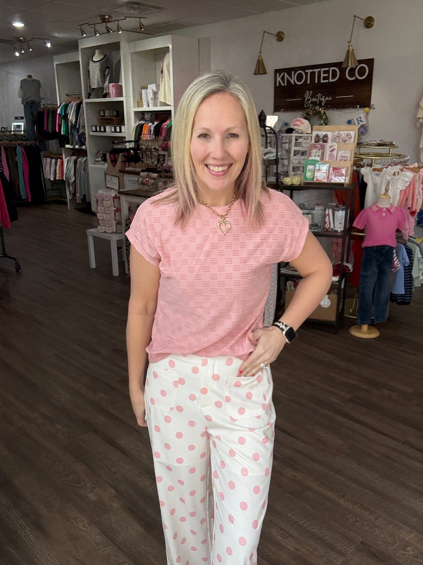 Polka Chic Trousers-Pink