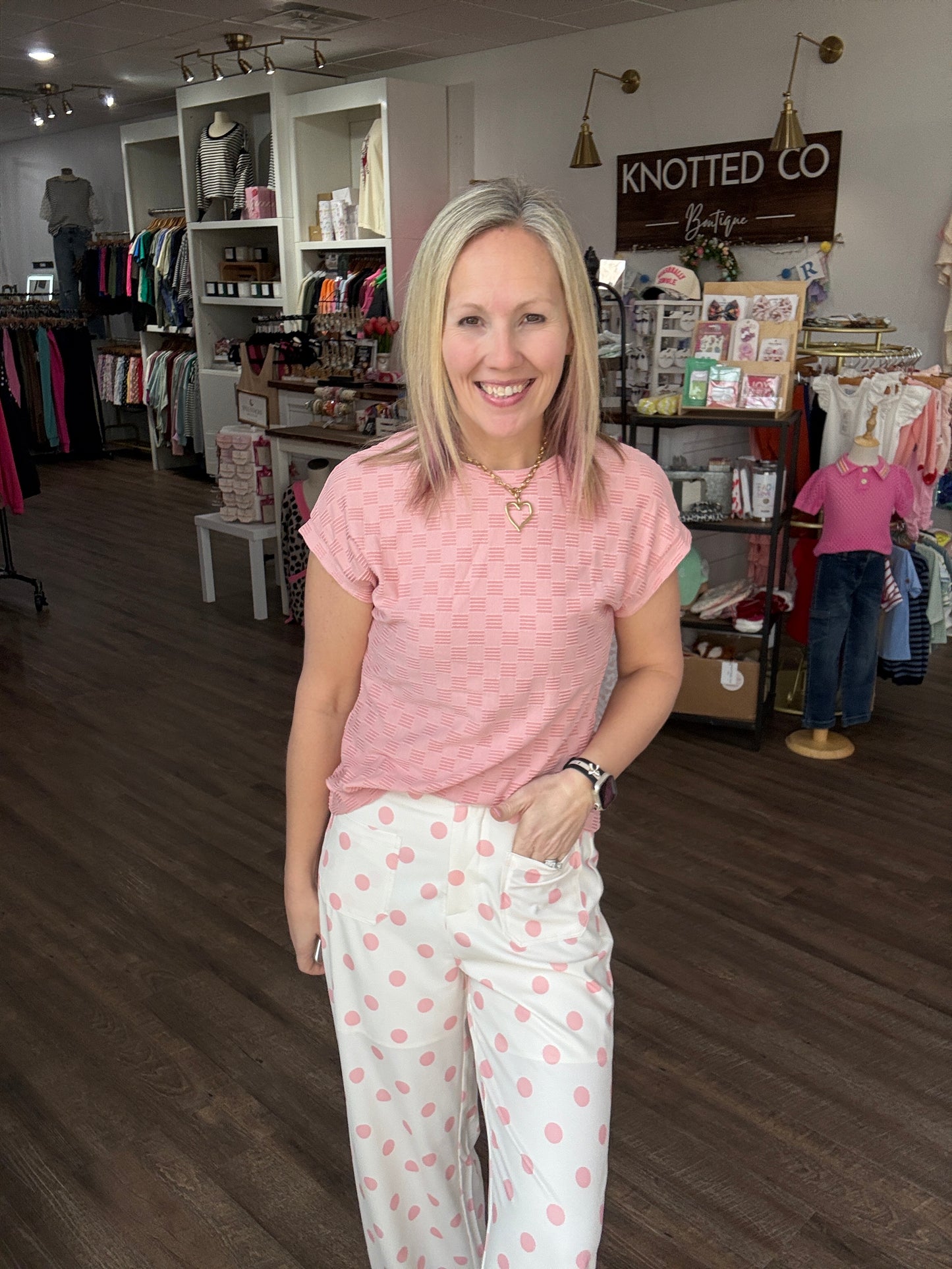 Polka Chic Trousers-Pink