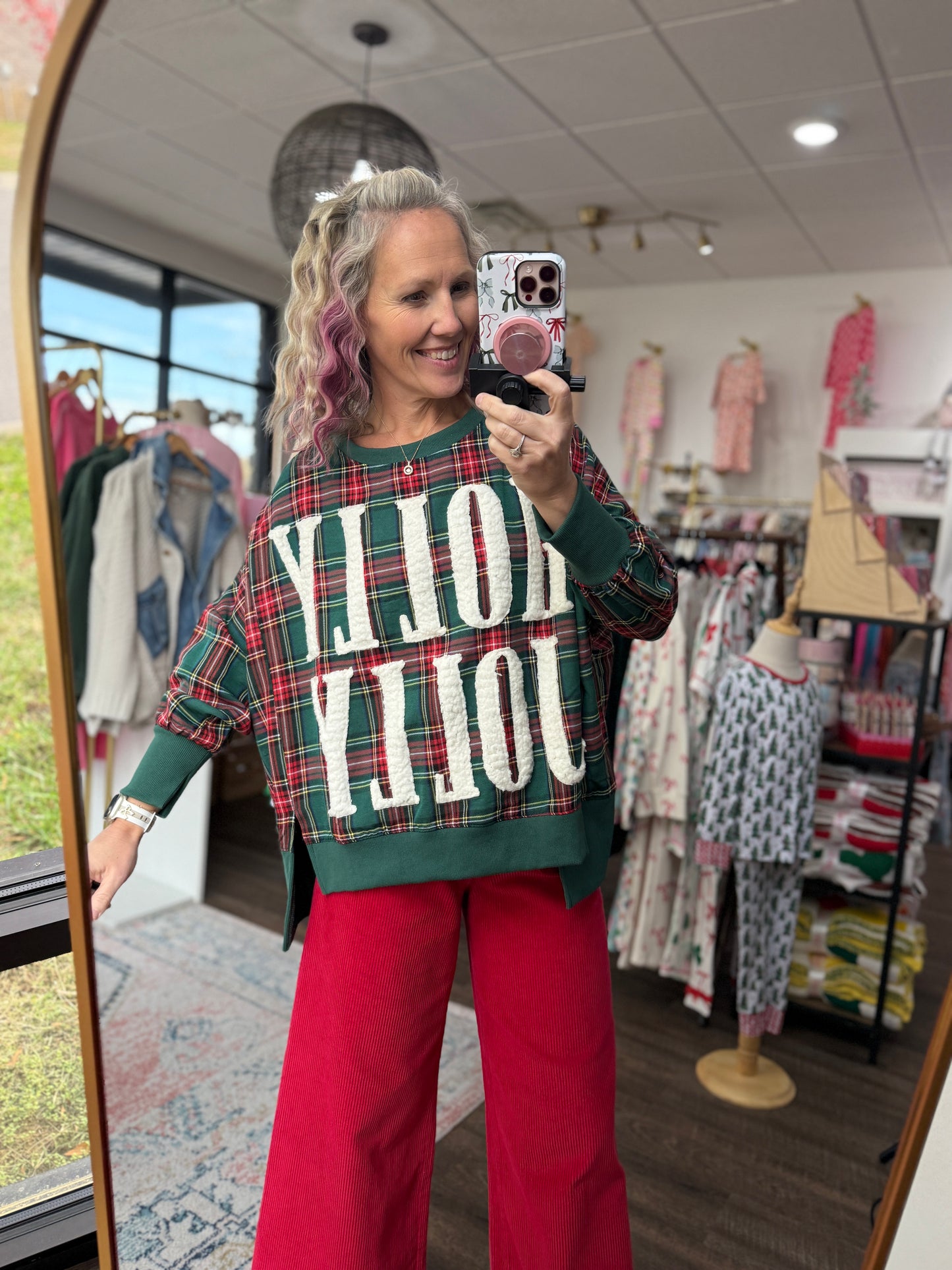 Holly Jolly Cozy Sweatshirt- Green