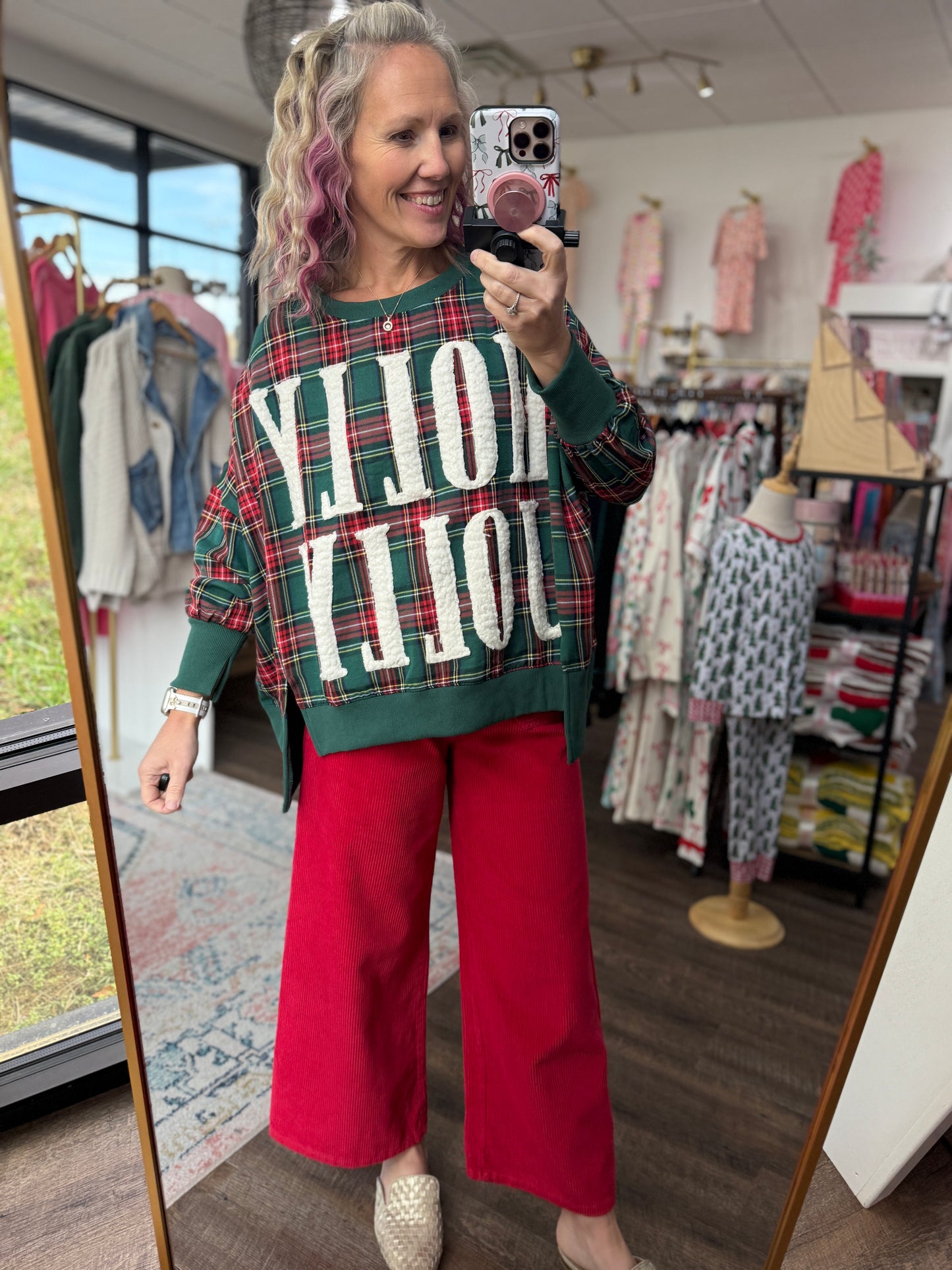 Holly Jolly Cozy Sweatshirt- Green