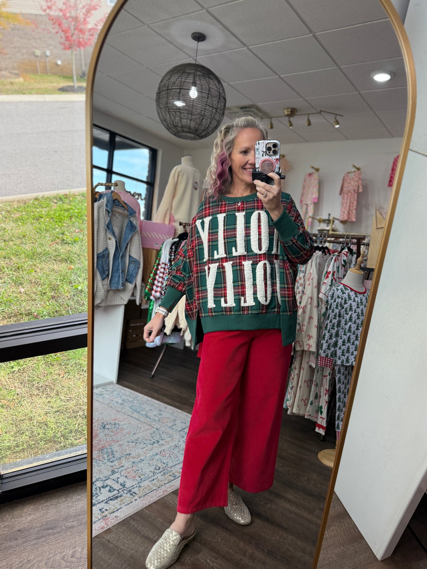 Holly Jolly Cozy Sweatshirt- Green