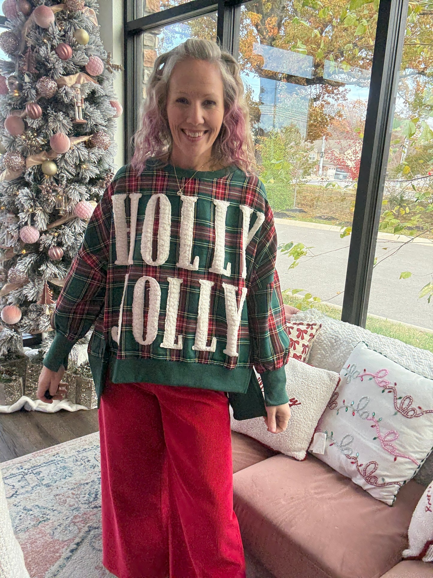 Holly Jolly Cozy Sweatshirt- Green