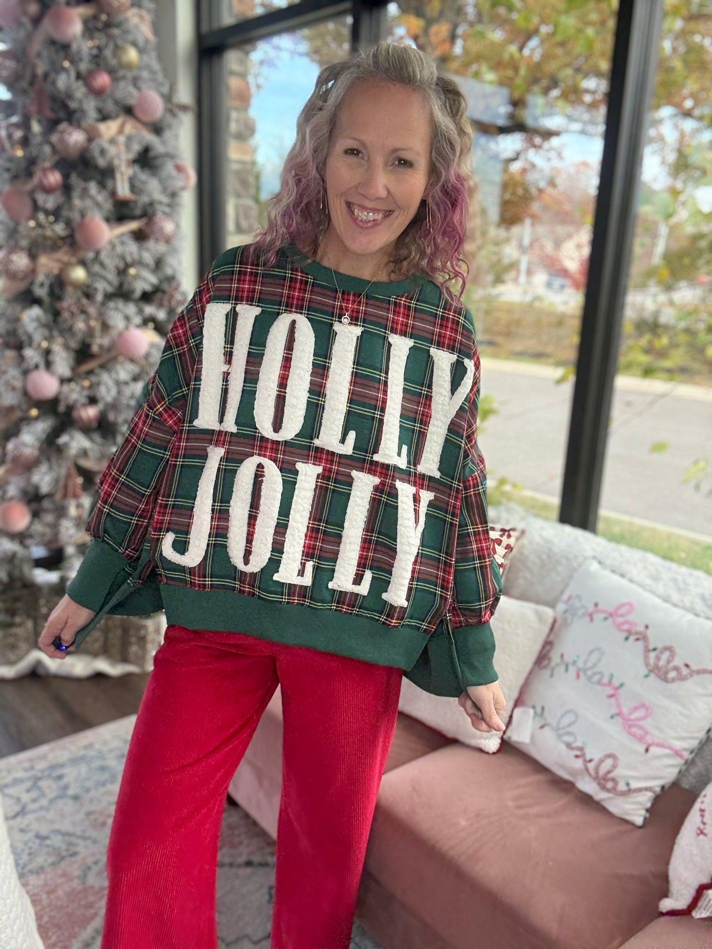 Holly Jolly Cozy Sweatshirt- Green