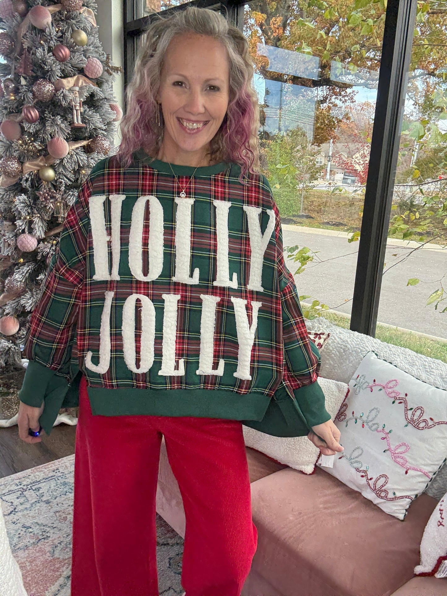 Holly Jolly Cozy Sweatshirt- Green
