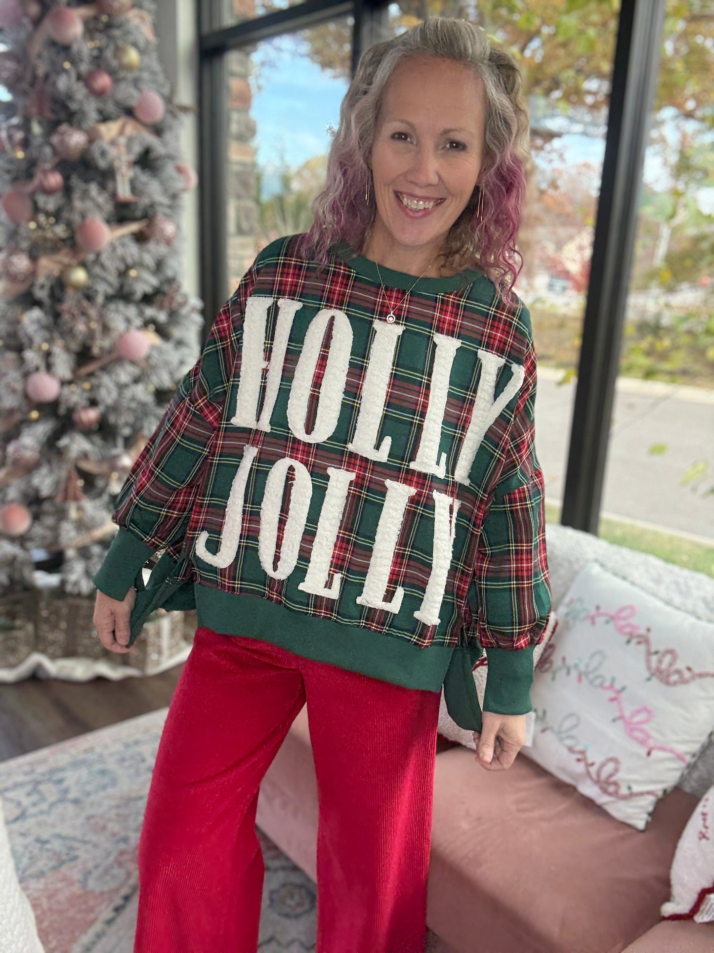 Holly Jolly Cozy Sweatshirt- Green