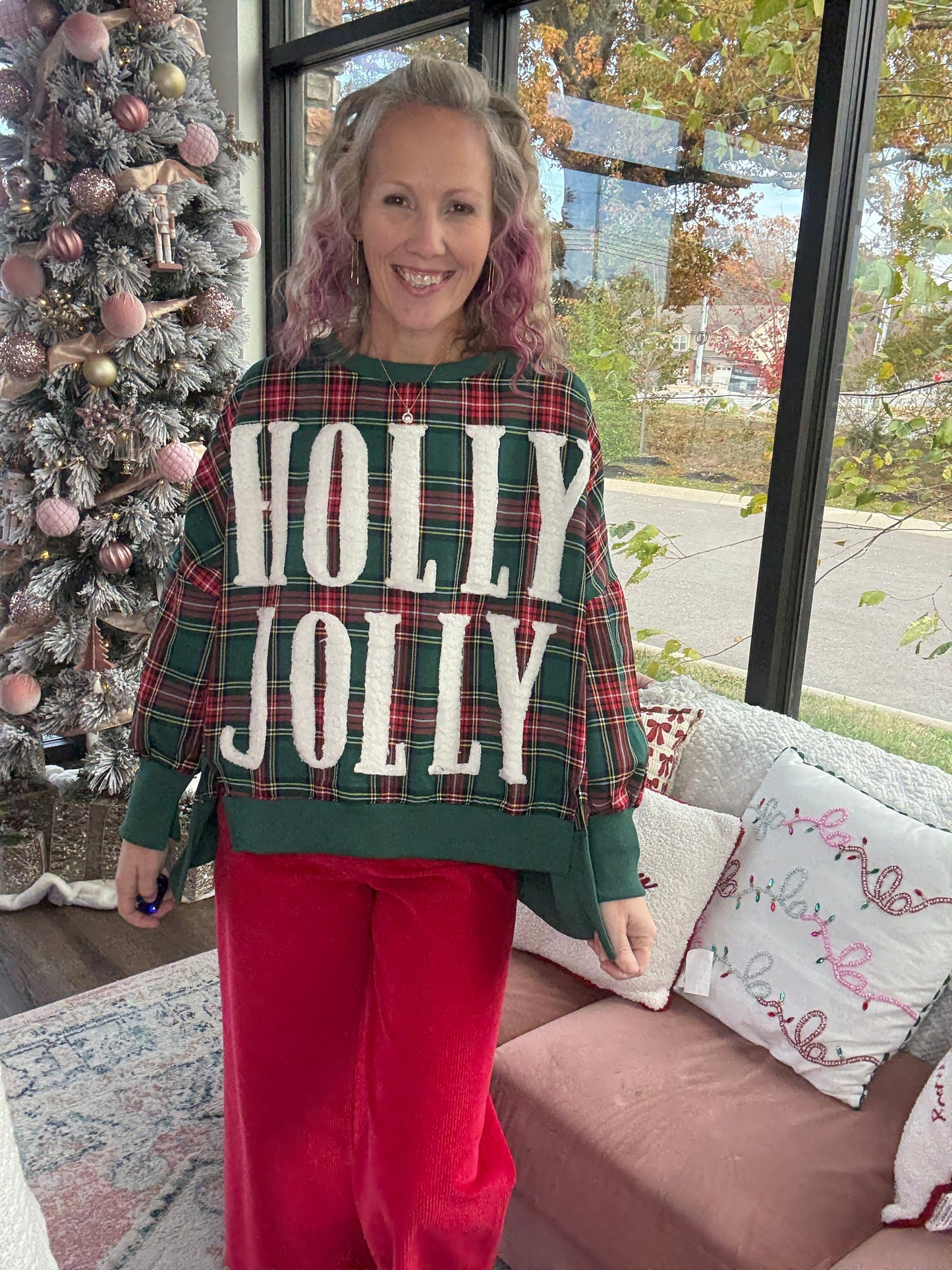 Holly Jolly Cozy Sweatshirt- Green
