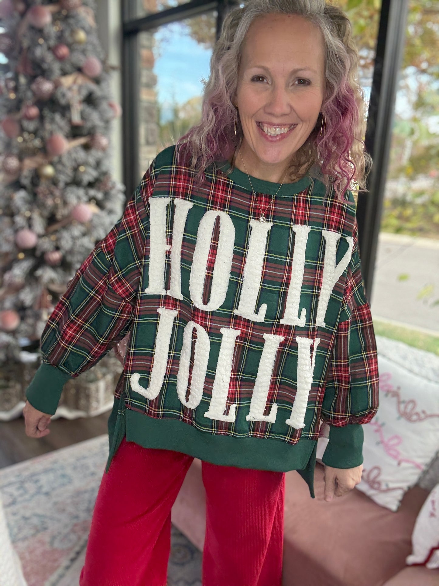 Holly Jolly Cozy Sweatshirt- Green
