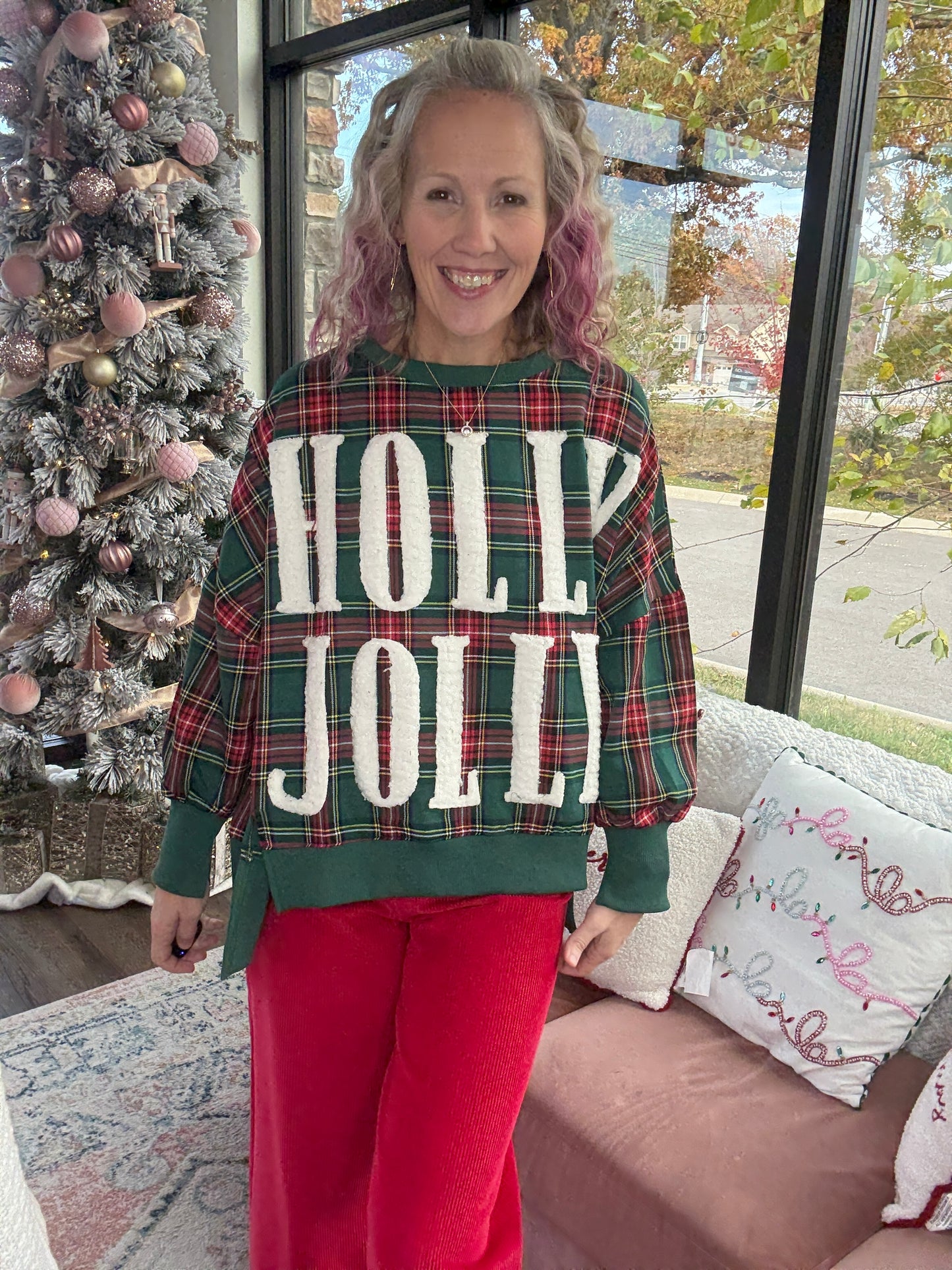 Holly Jolly Cozy Sweatshirt- Green