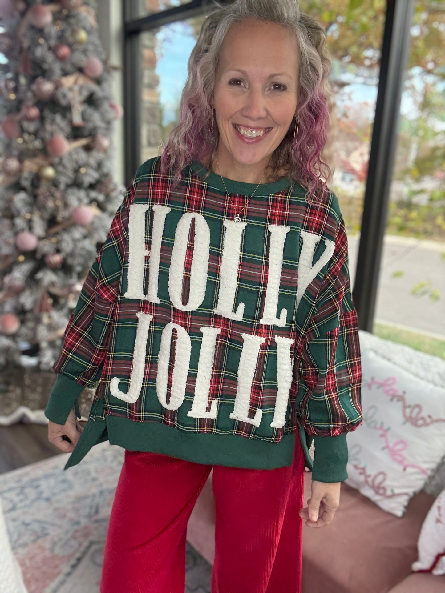 Holly Jolly Cozy Sweatshirt- Green