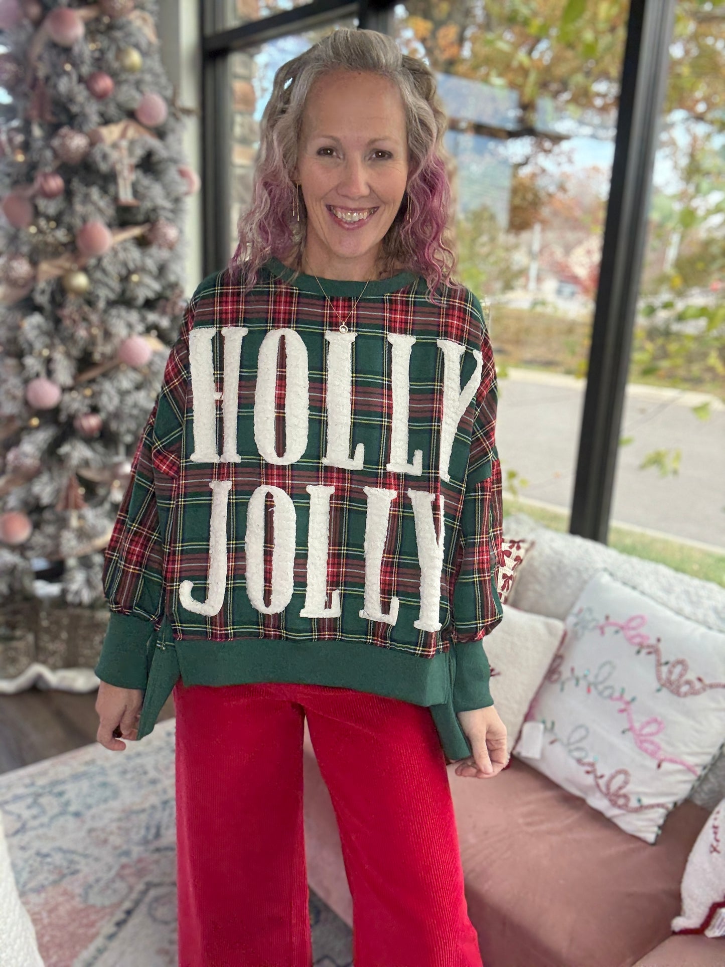 Holly Jolly Cozy Sweatshirt- Green