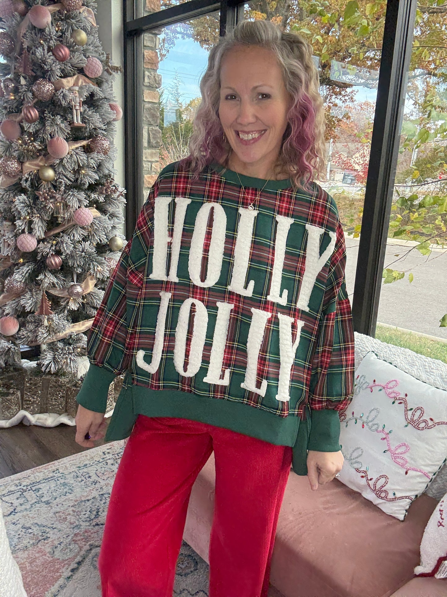 Holly Jolly Cozy Sweatshirt- Green